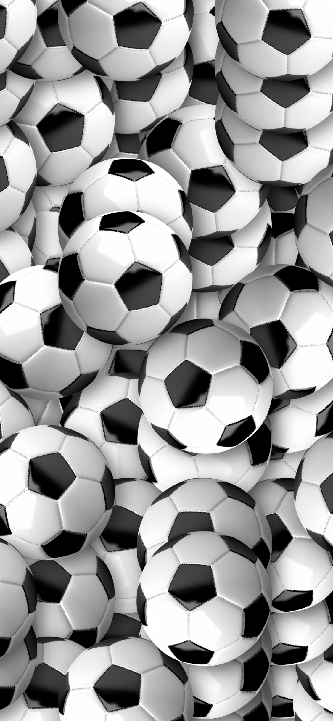 Обои мяч, футбол, черный, монохромный, узор в разрешении 1125x2436