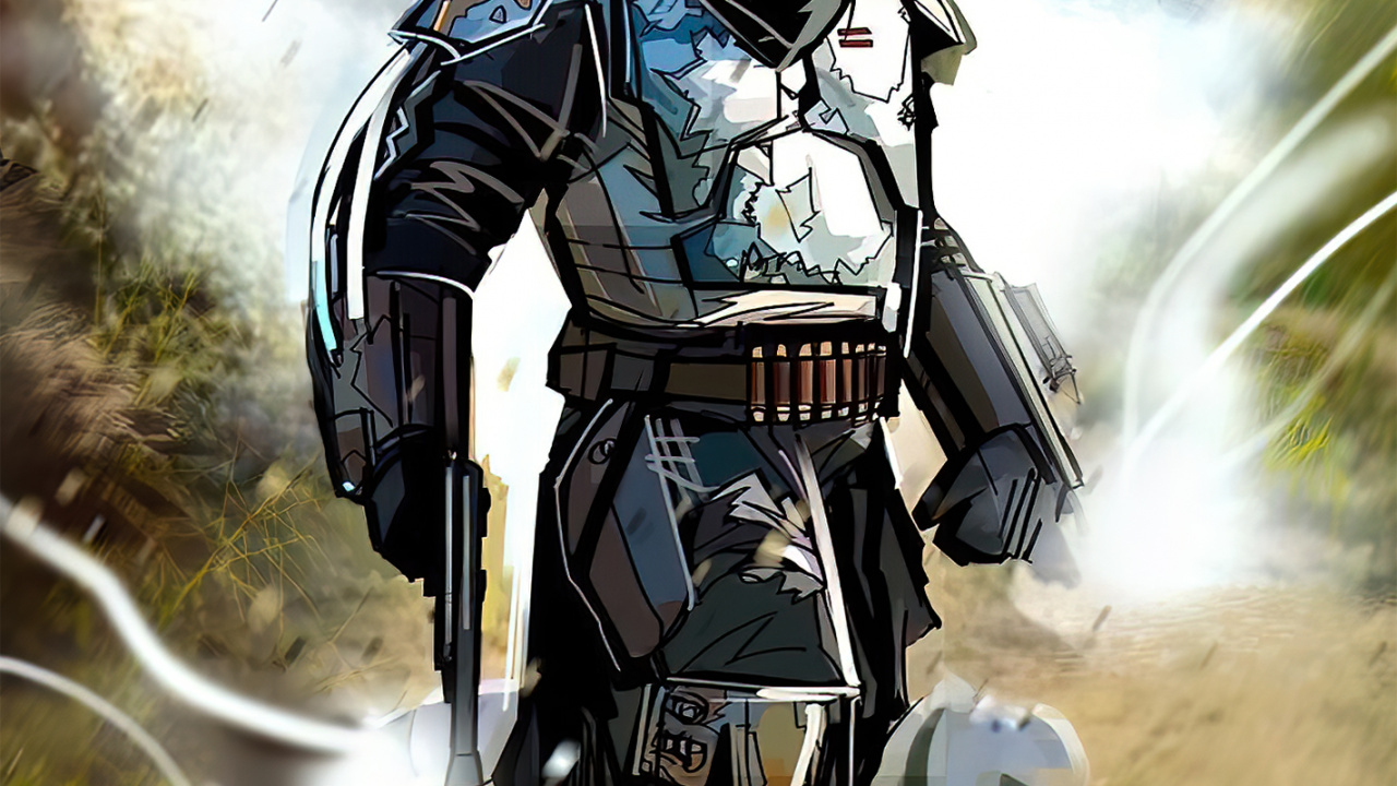 Обои мужчина, шлем, растение, нагрудный знак, баллистический жилет в разрешении 1280x720