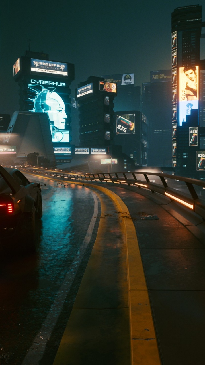 Обои Киберпанк, Киберпанк 2077, Киберпанк 2020, fortnite, дорога в разрешении 720x1280