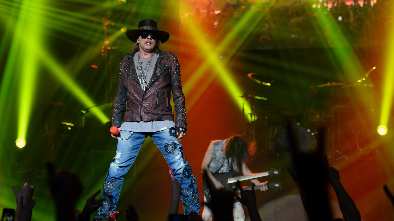 Обои Guns N Roses, Аксель Роуз, рокконцерт, музыкальный ансамбль, Представление в разрешении 1280x720