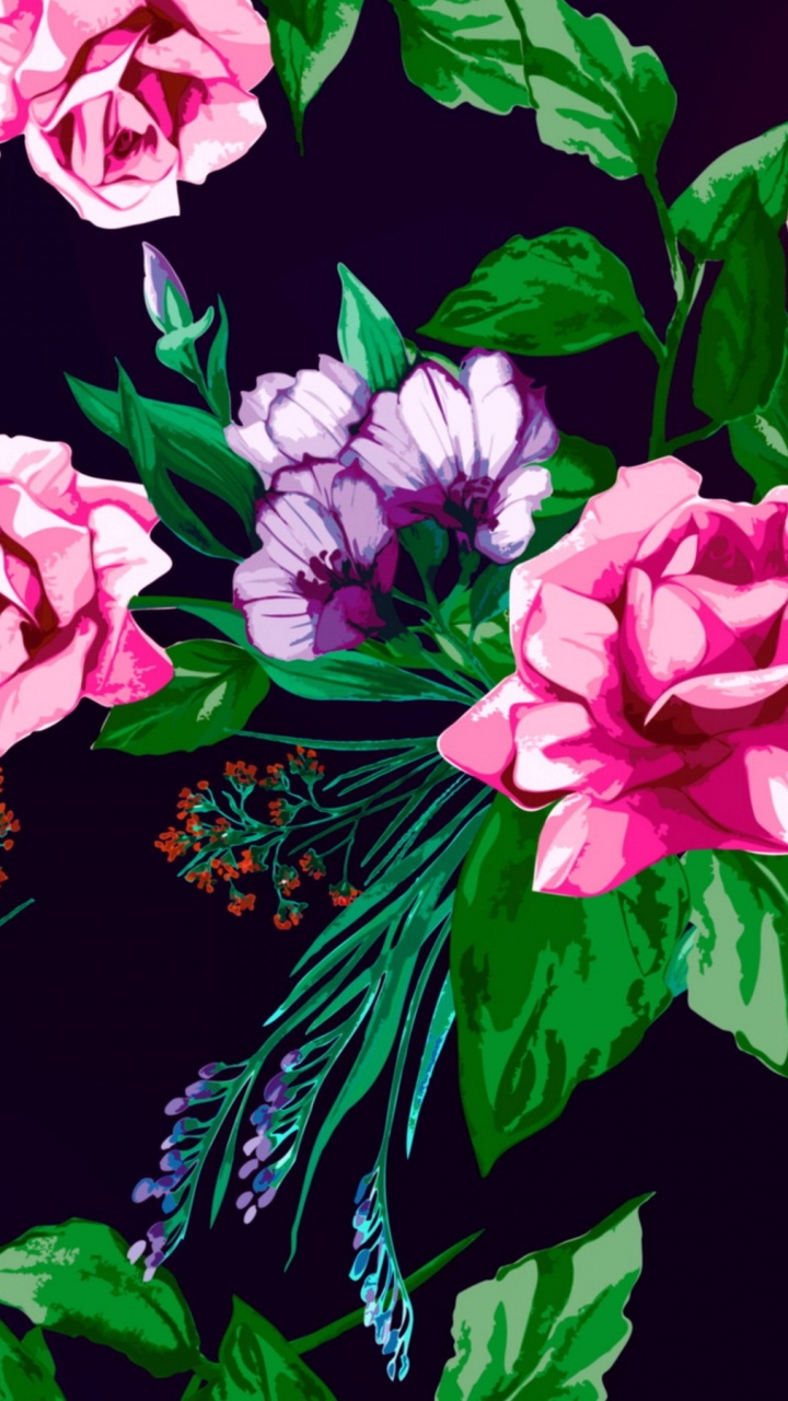 Обои цветок, цветочный дизайн, узор, цветковое растение, растение в разрешении 720x1280