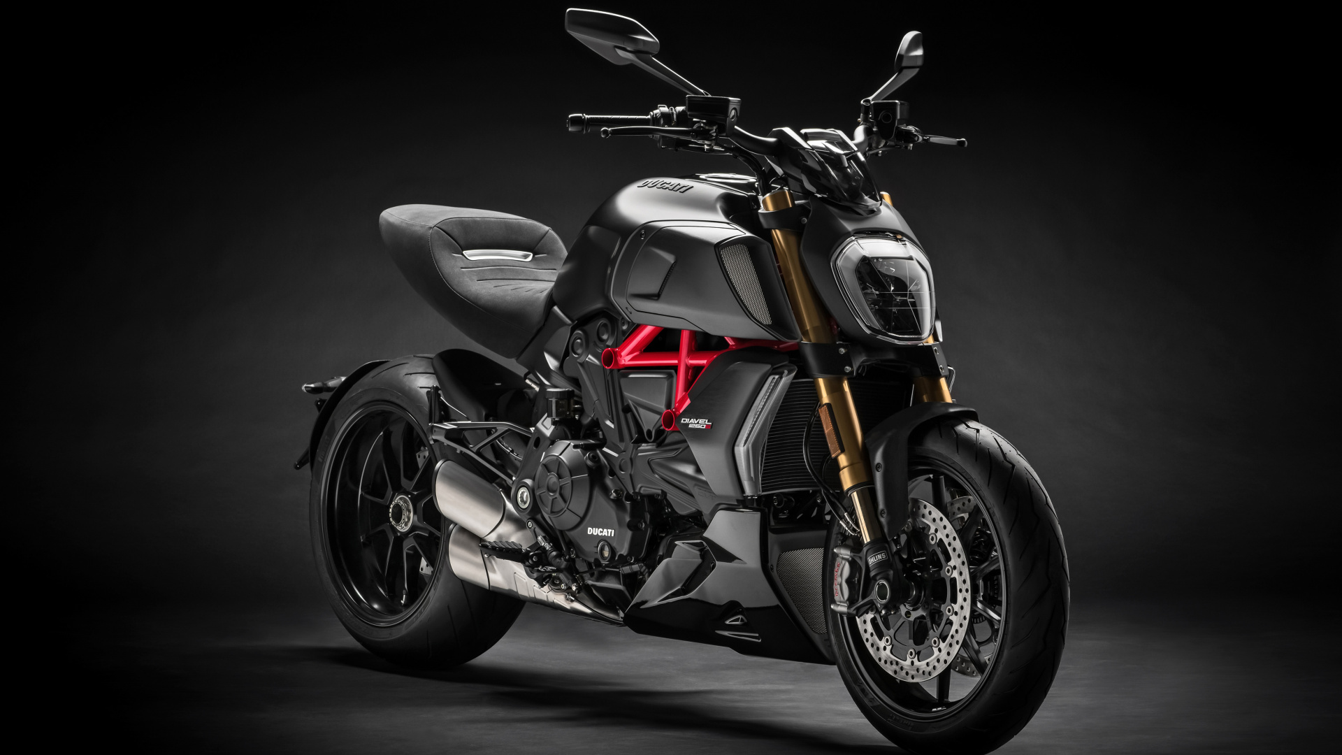 Обои Дукати Diavel в 1260 с, ducati, мотоцикл, крейсер, фара в разрешении 1920x1080