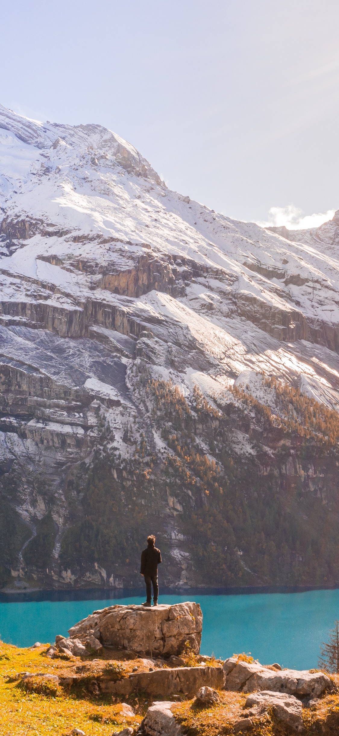 Обои тарн, небо, природа, ледниковое озеро, фьорд в разрешении 1125x2436