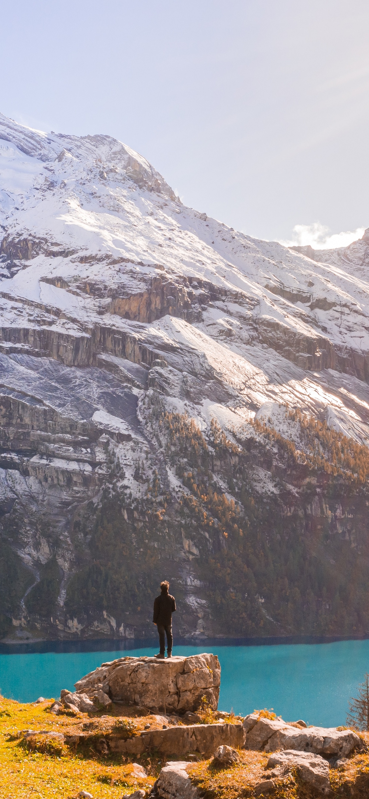 Обои тарн, небо, природа, ледниковое озеро, фьорд в разрешении 1242x2688