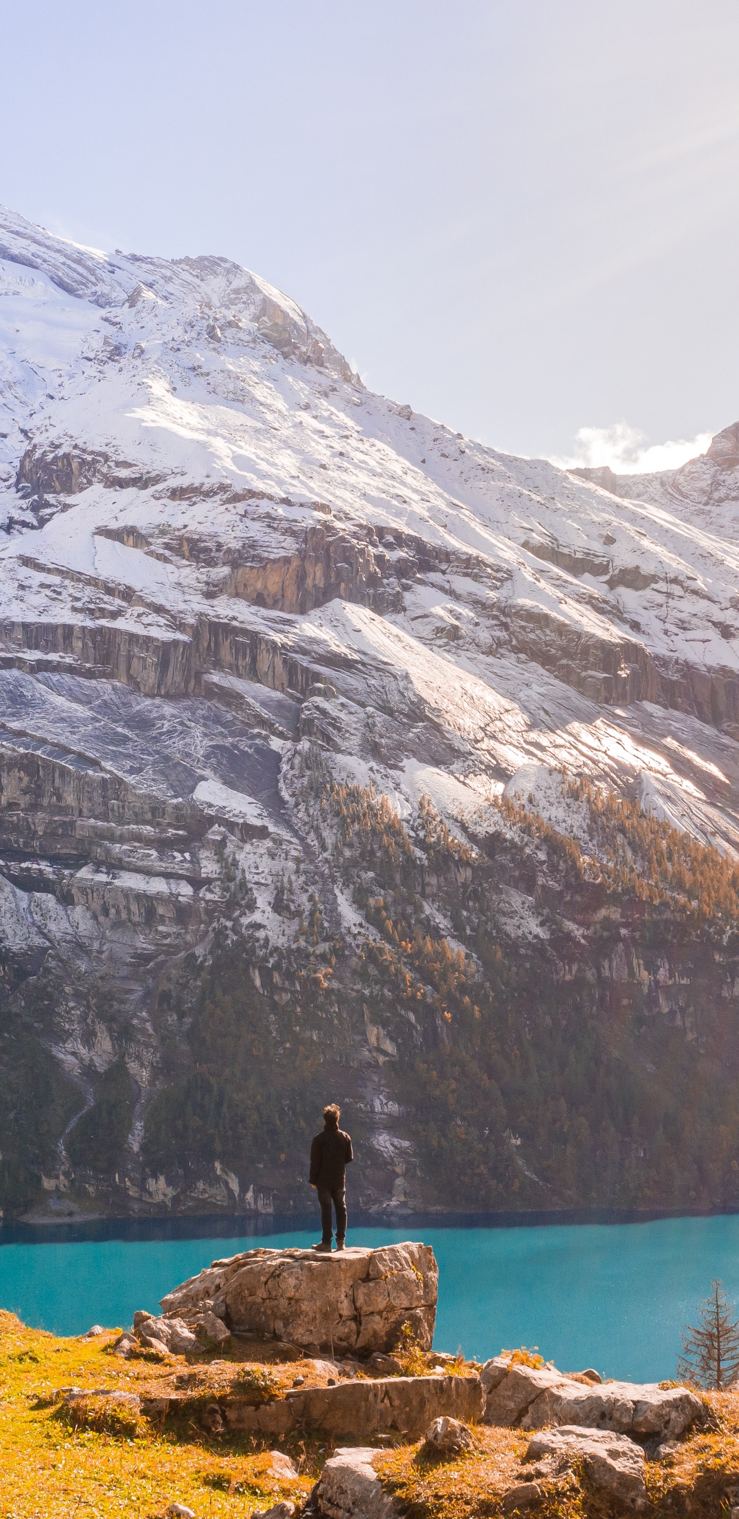 Обои тарн, небо, природа, ледниковое озеро, фьорд в разрешении 1440x2960