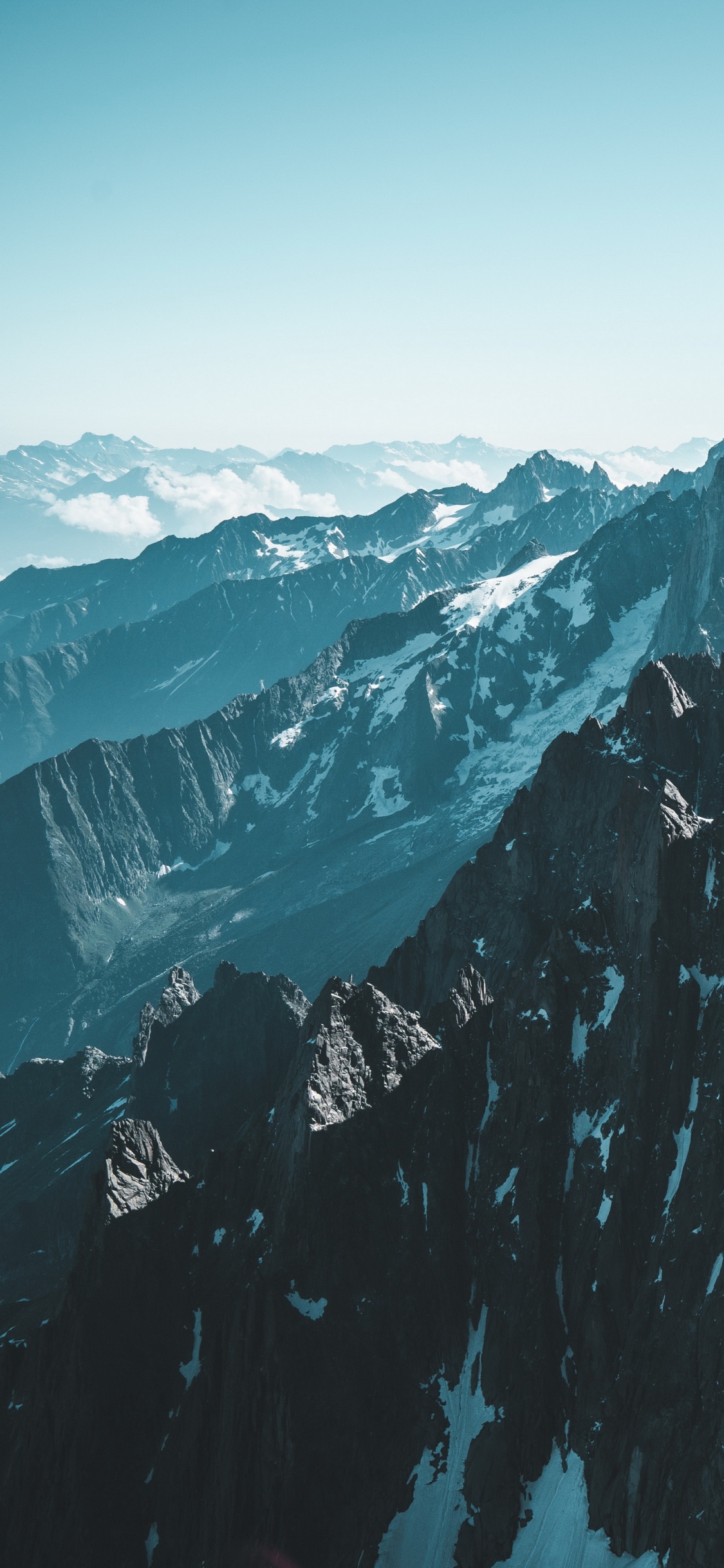 Обои звуковой элемент, арт, гора, Эгюий-де-Гран-Монте, снег в разрешении 1125x2436