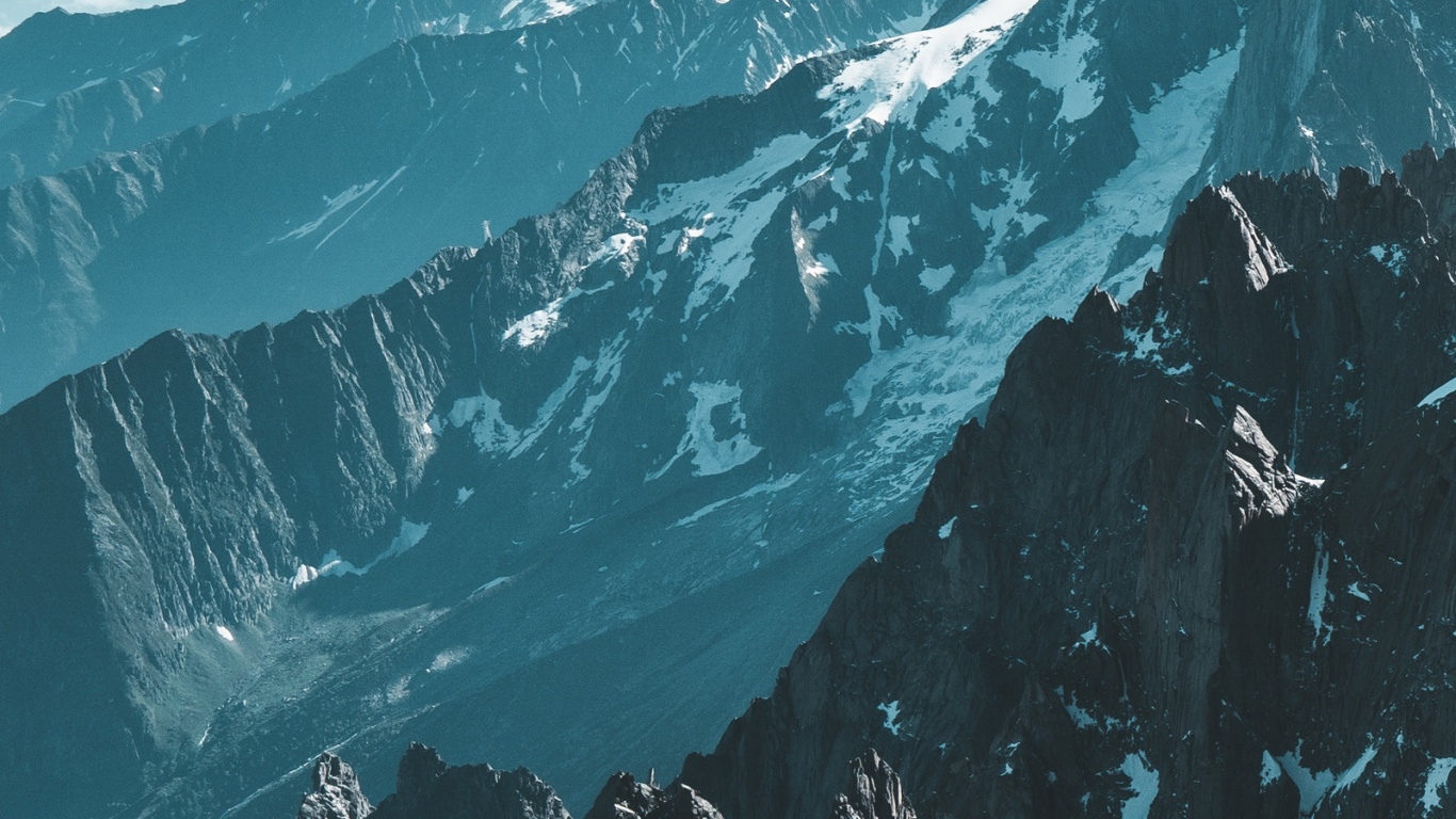 Обои звуковой элемент, арт, гора, Эгюий-де-Гран-Монте, снег в разрешении 1366x768