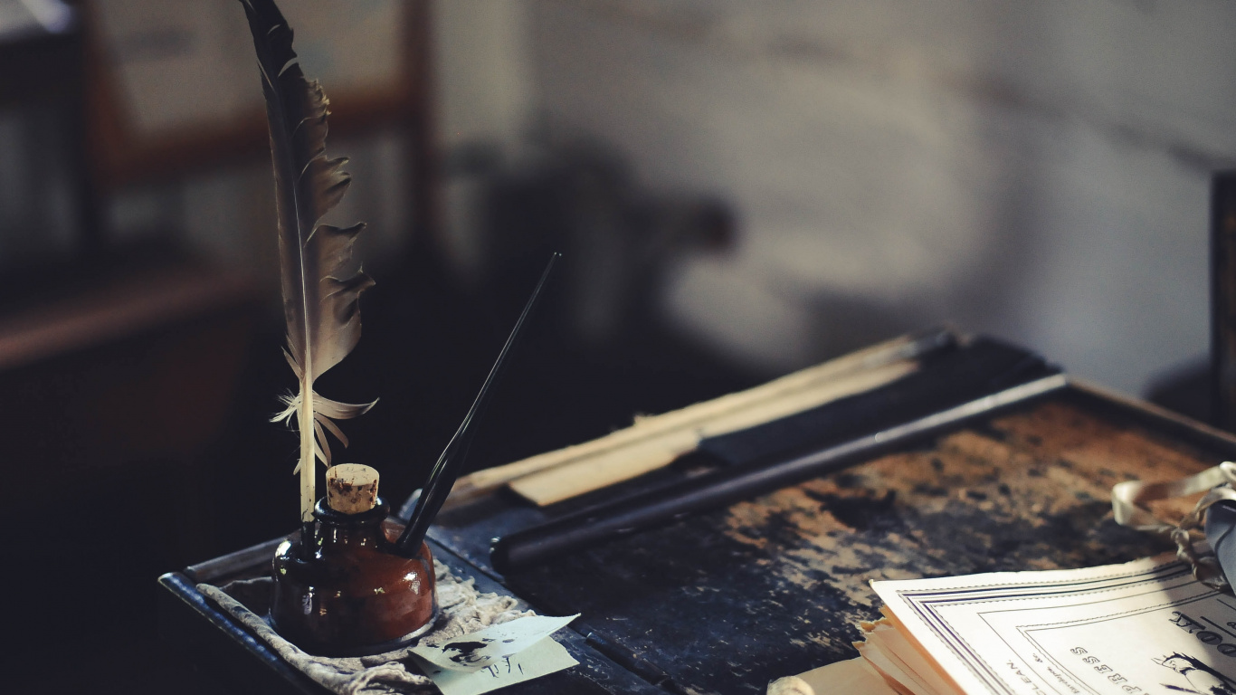 Обои писатель пишет, письмо, писатель, Автор, блок писателя в разрешении 1366x768