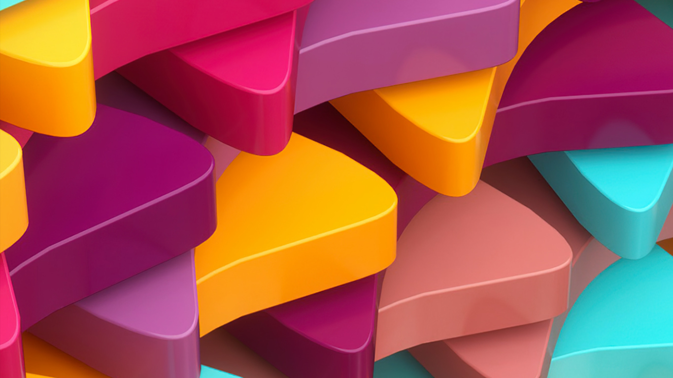 Обои Эпл, цветной, красочность, Оранжевый цвет, розовый в разрешении 1366x768