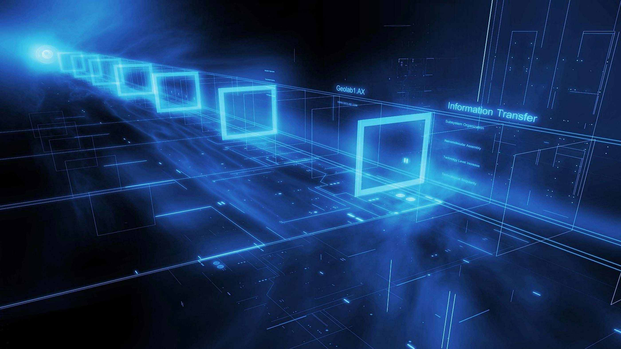 Обои Информационные технологии, синий, свет, линия, космос в разрешении 2560x1440