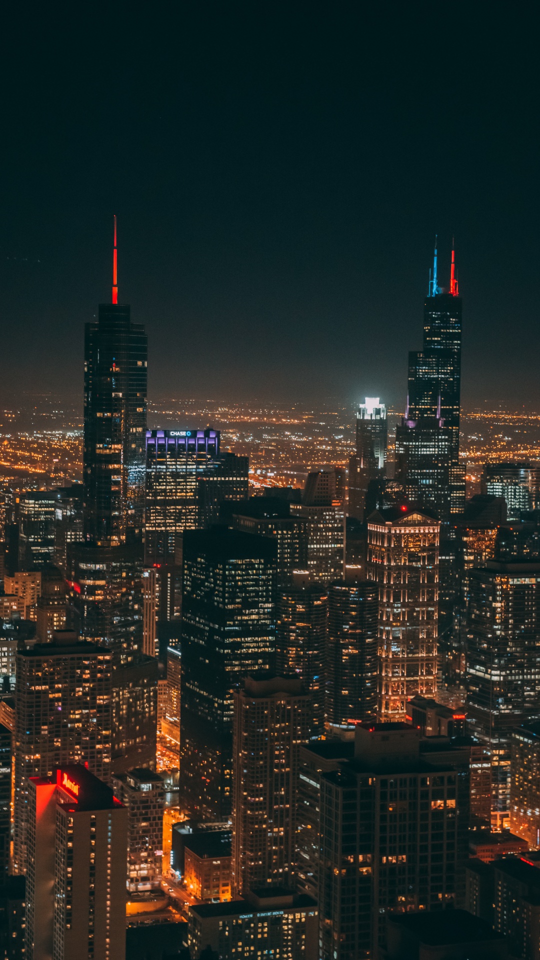 Обои ночь, метрополия, линия горизонта, городской район, город в разрешении 1080x1920