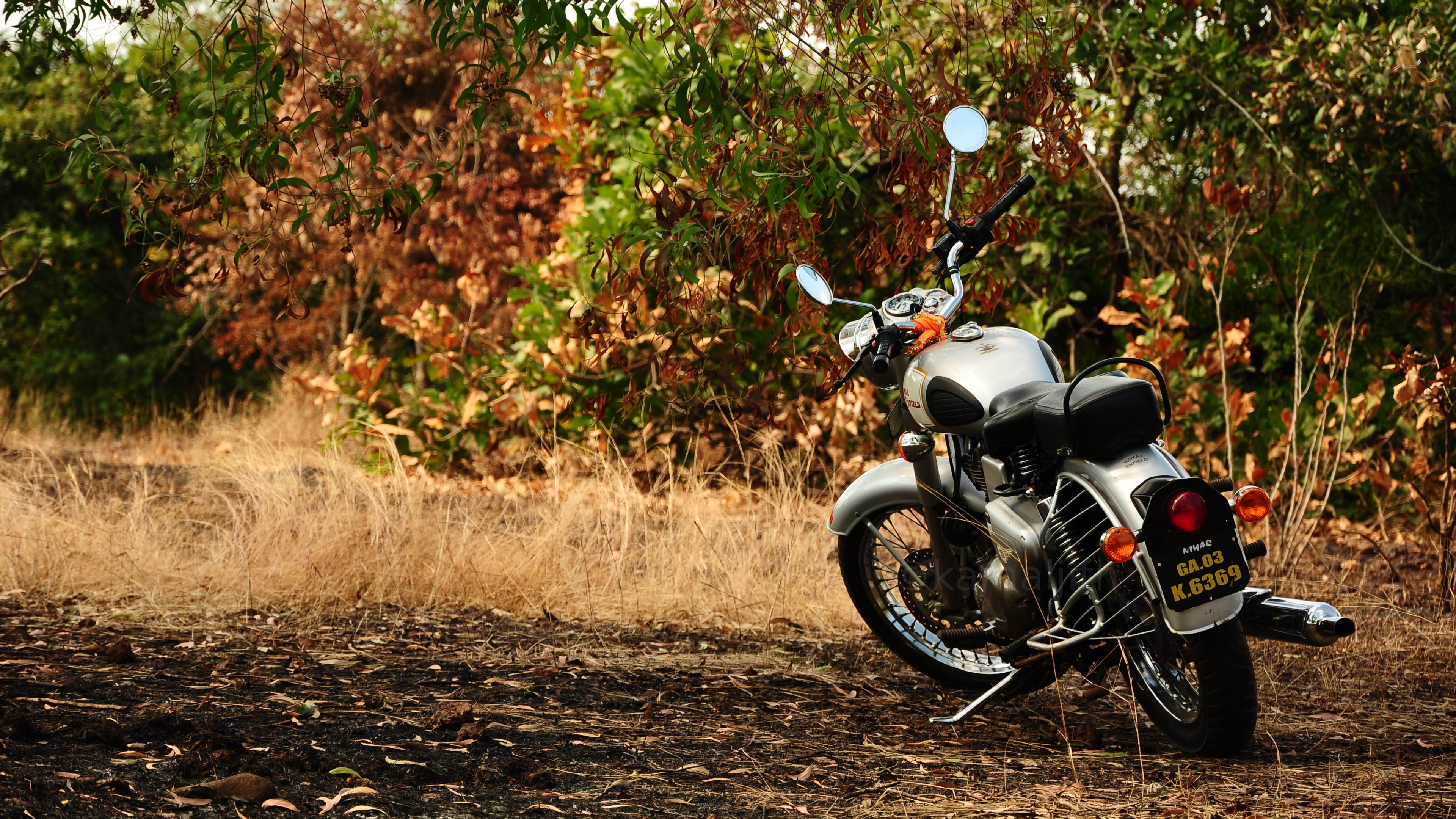 Обои мотоцикл, автомобильные шины, мотоспорт, дерево, Офф-роуд в разрешении 3840x2160