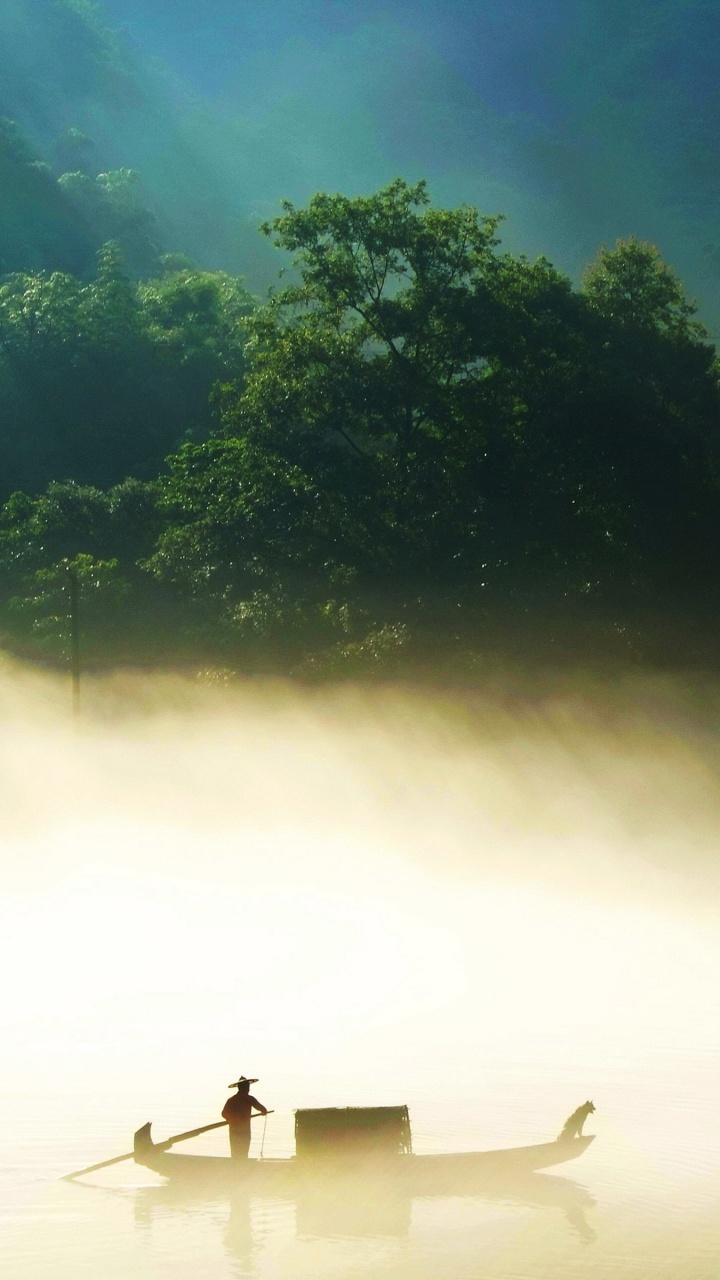 Обои природа, атмосфера, вода, утро, туман в разрешении 720x1280