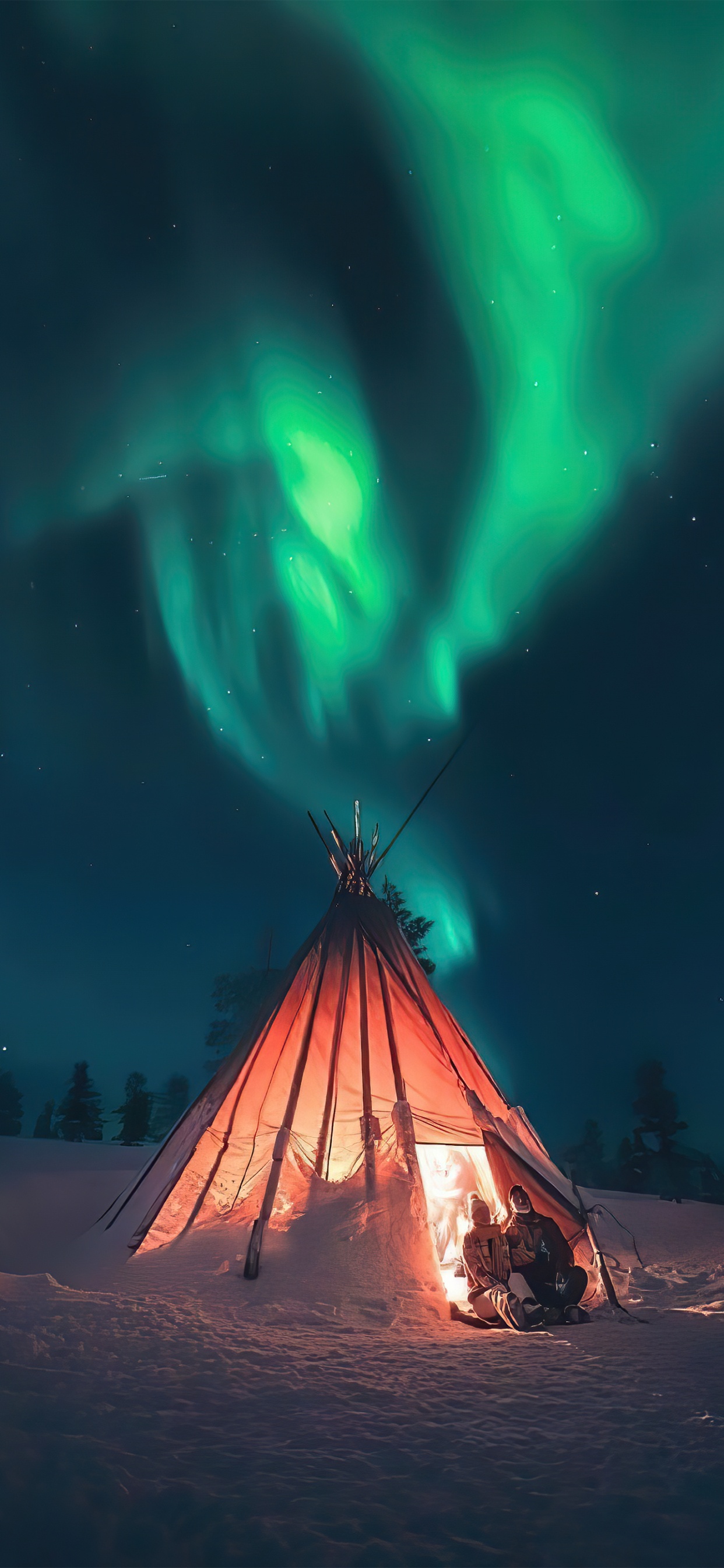 Обои свет, Аврора, Рованиеми, атмосфера, облако в разрешении 1242x2688