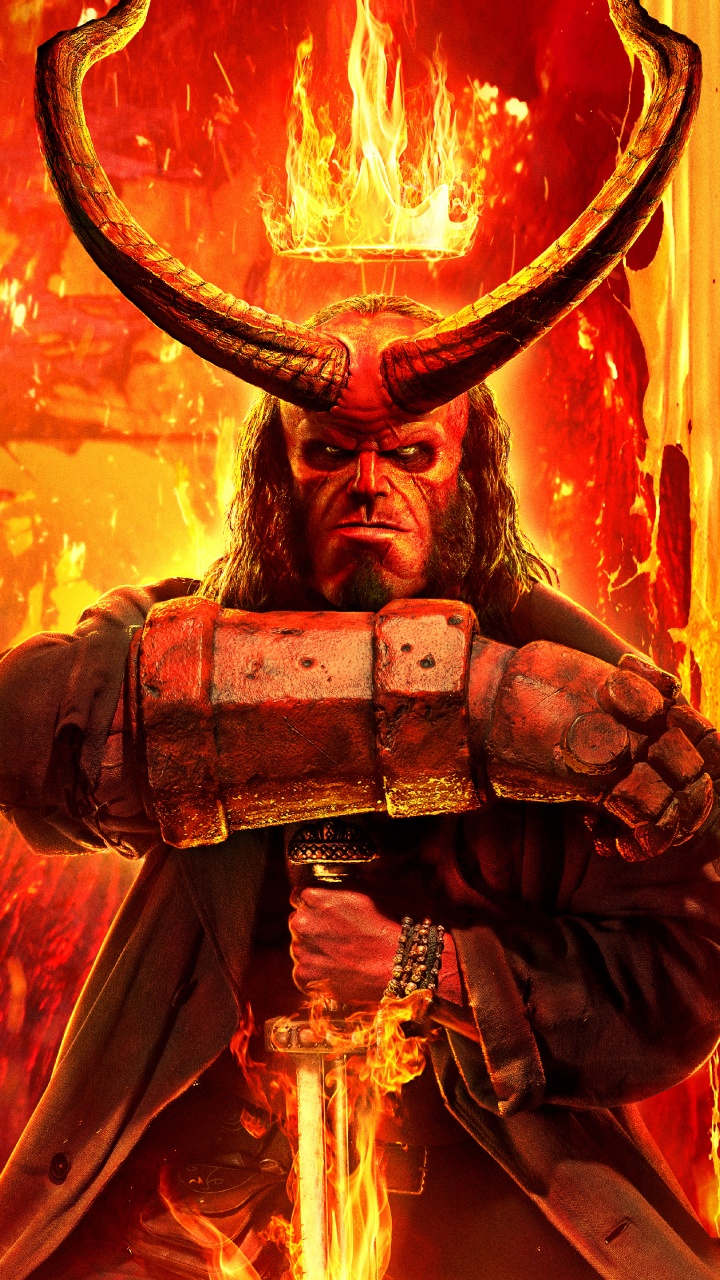 Обои Хеллбой 2019, красный цвет, Апельсин, тепло, графика в разрешении 720x1280