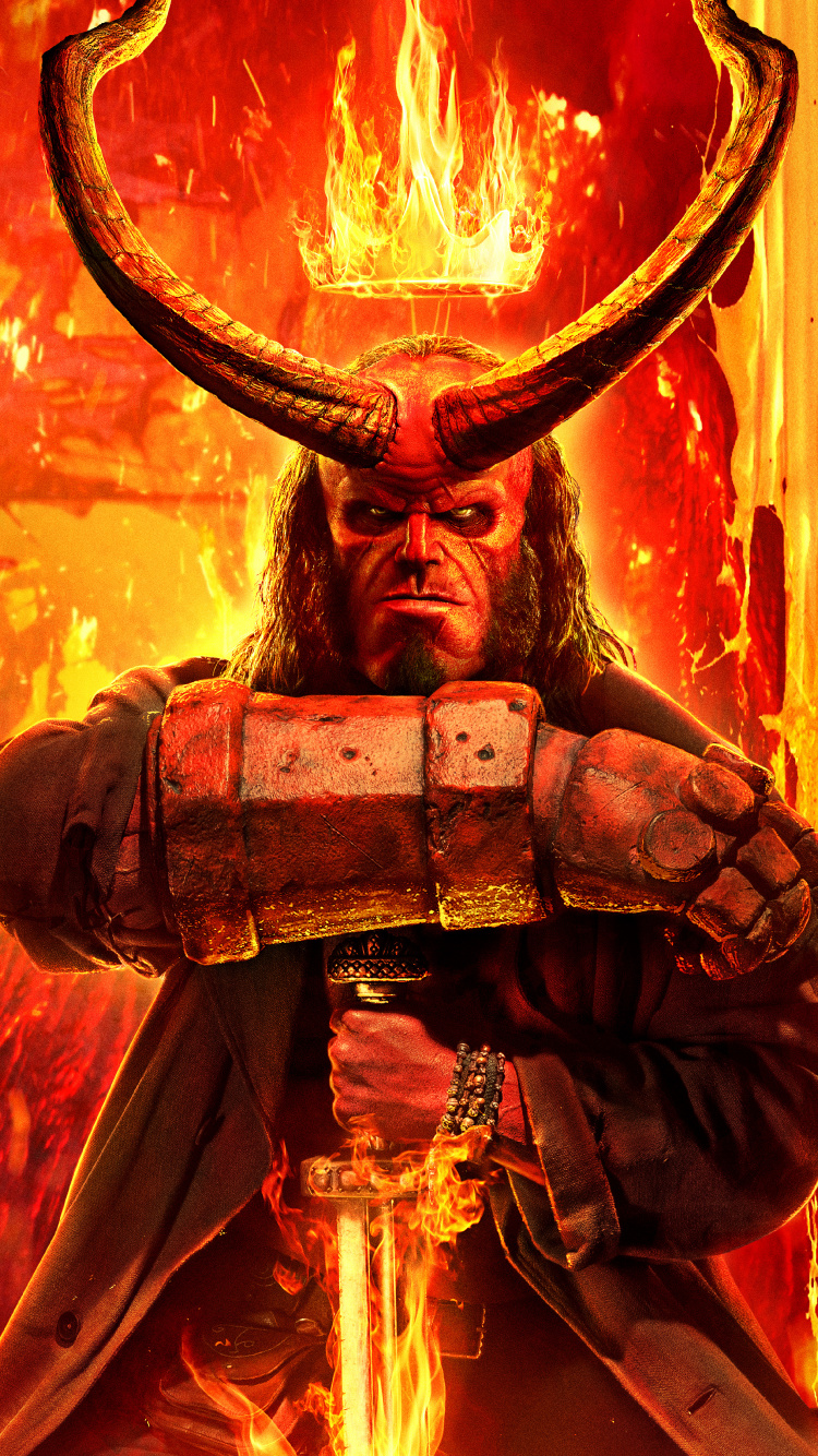 Обои Хеллбой 2019, красный цвет, Апельсин, тепло, графика в разрешении 750x1334