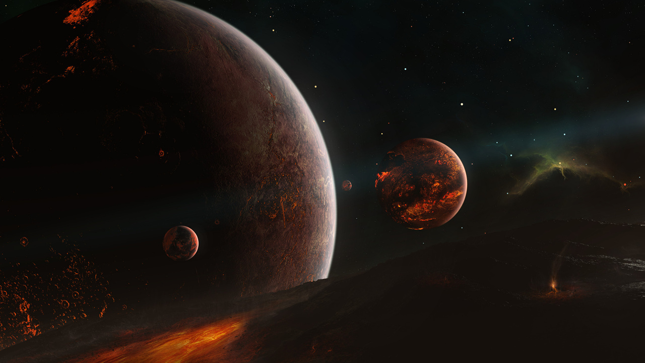 Обои планета, звезда, туманность, космическое пространство, астрономический объект в разрешении 1280x720