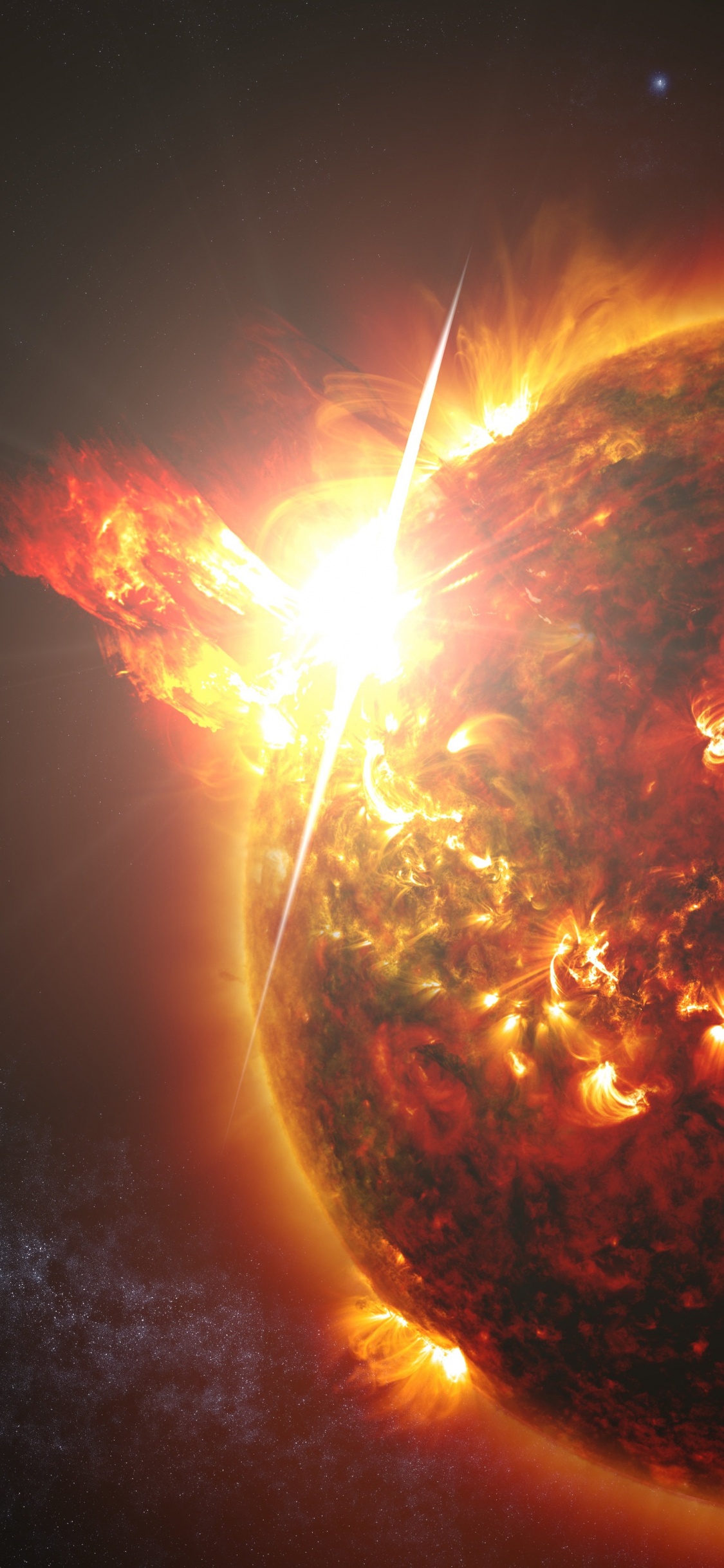 Обои красного карлика, красный карлик, земля, звезда, солнечная вспышка в разрешении 1125x2436