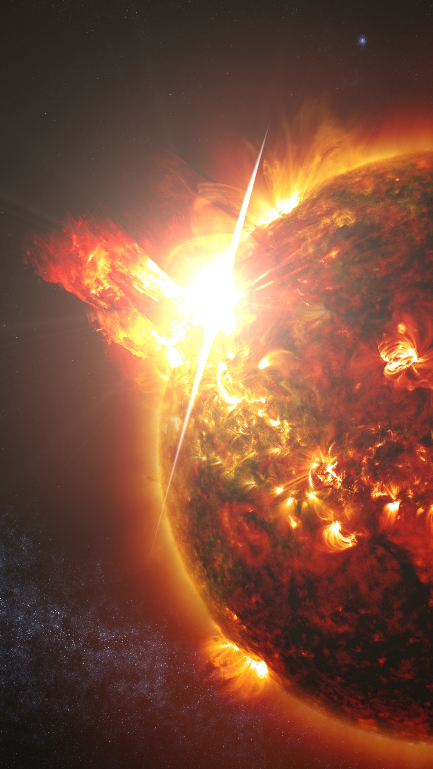 Обои красного карлика, красный карлик, земля, звезда, солнечная вспышка в разрешении 1440x2560