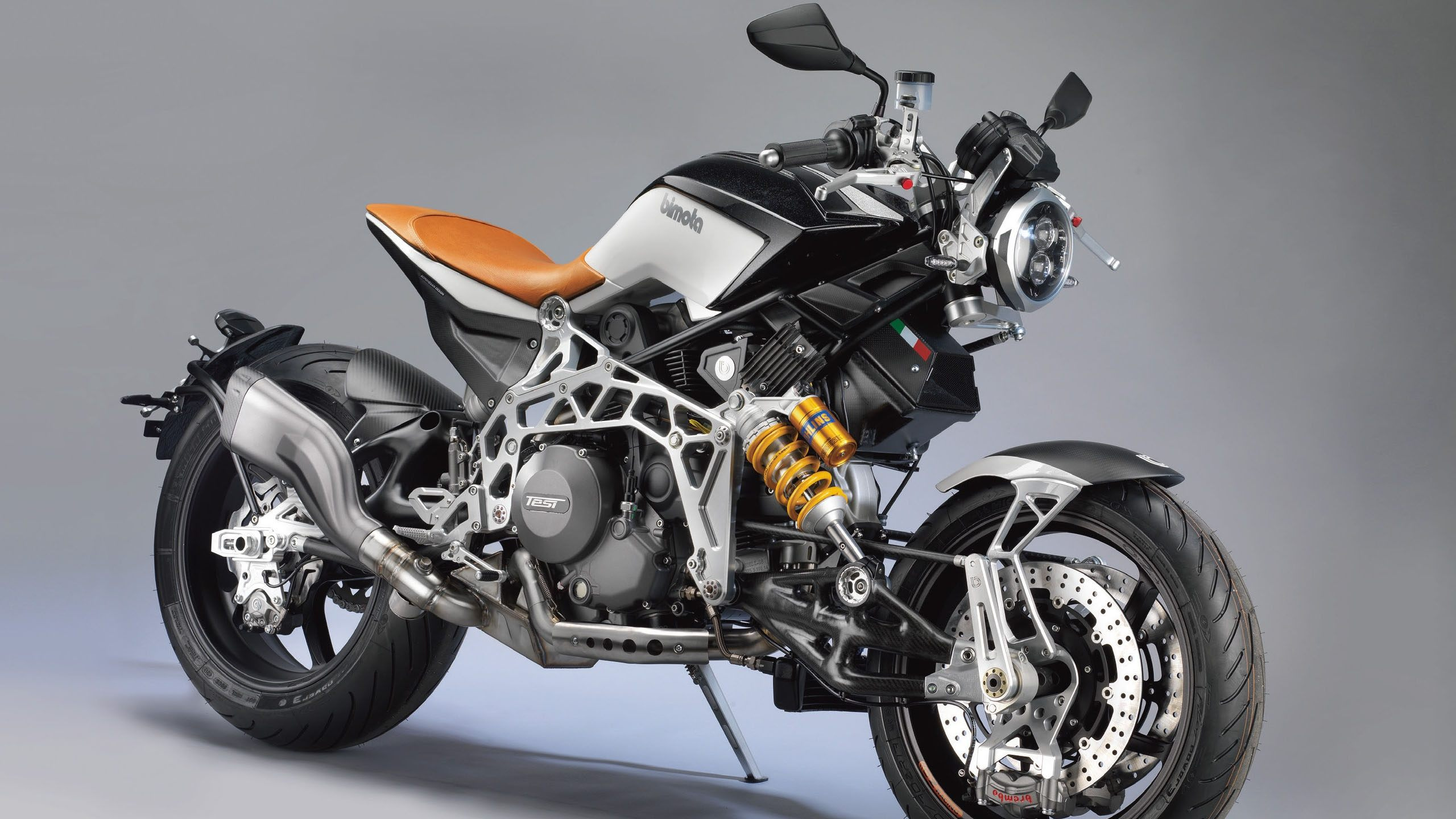 Обои мотоцикл, Кафе рейсер, голый, авто, автомобильных выхлопных в разрешении 2560x1440