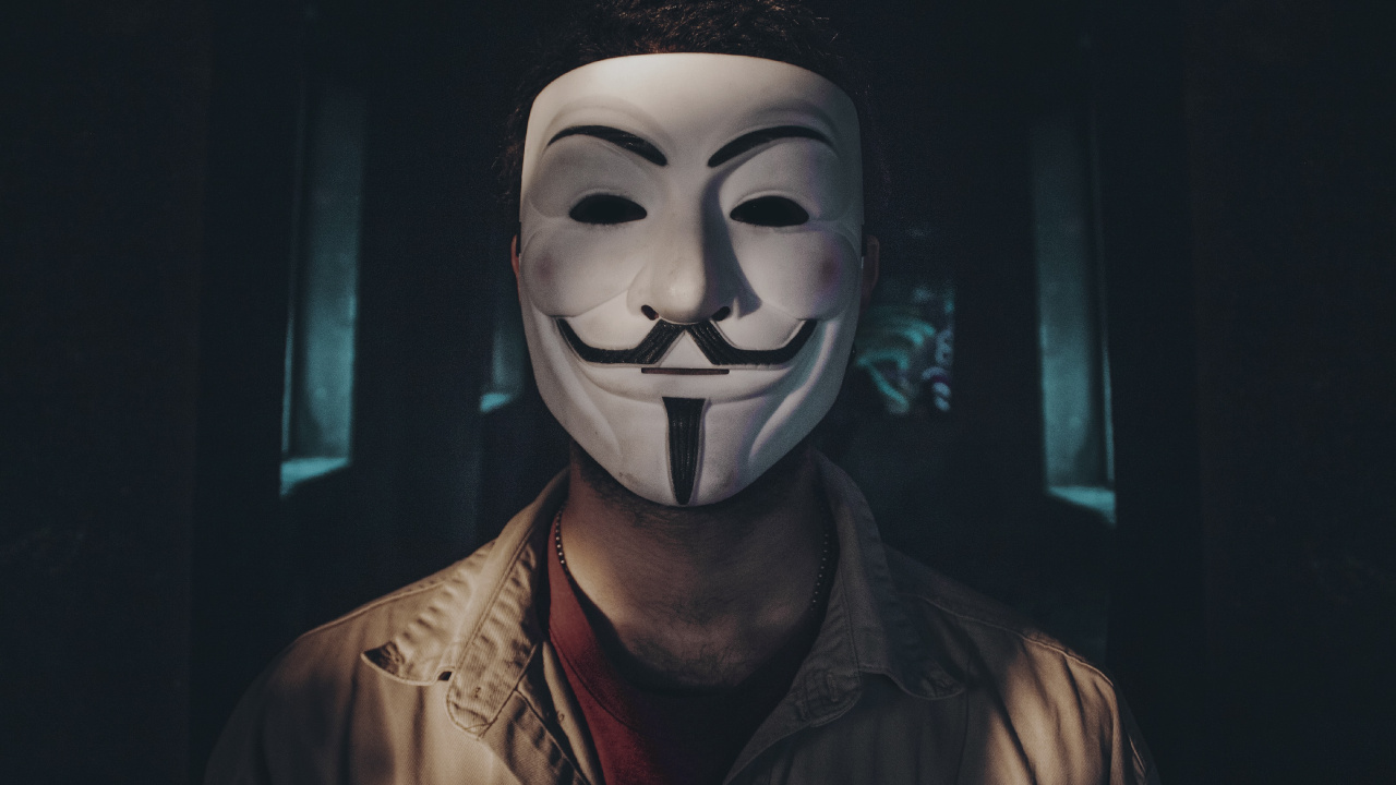 Обои лицо, Гая Фокса маска, лоб, голова, маска в разрешении 1280x720