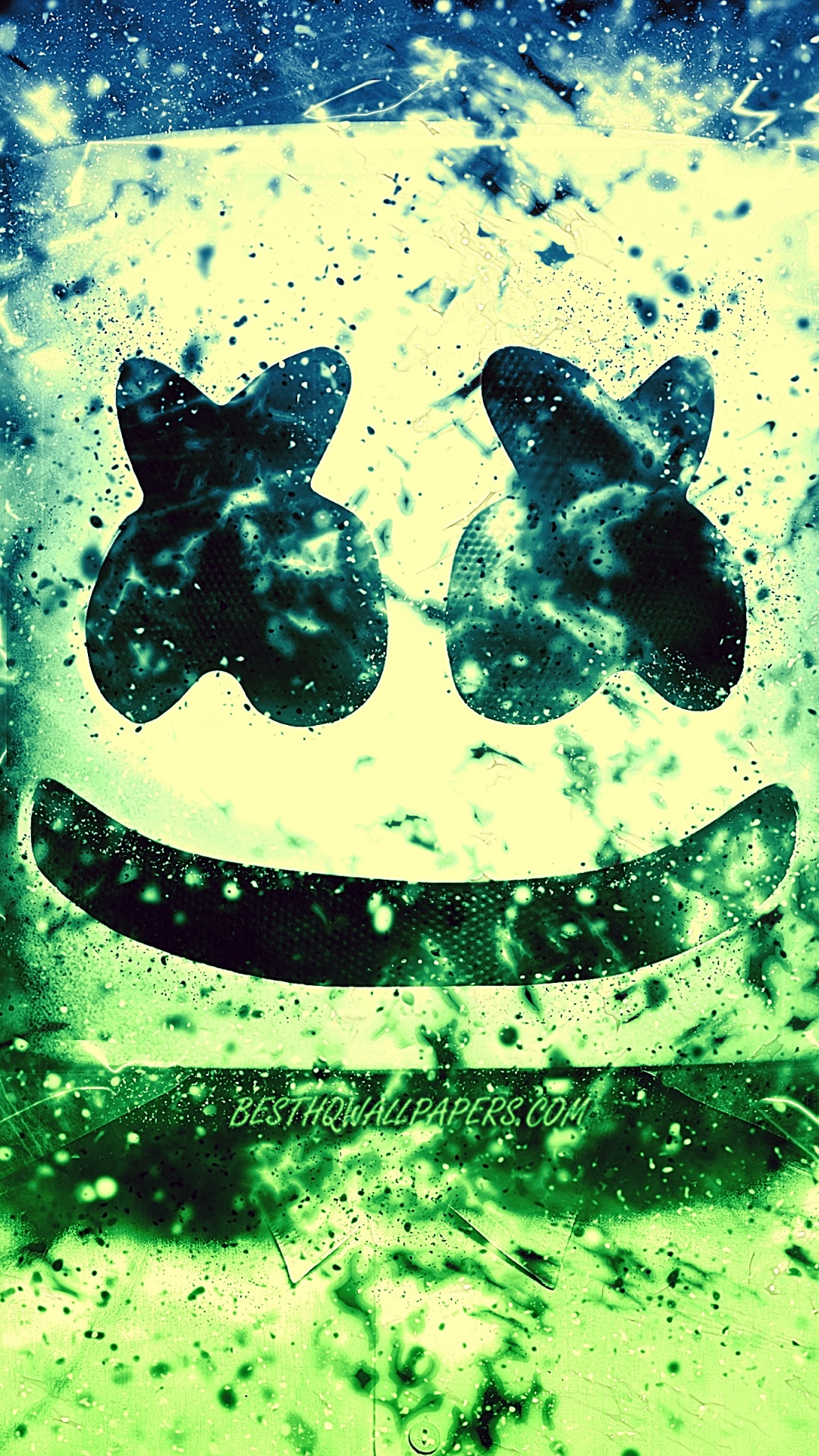 Обои зеленый, вода, графический дизайн, падение, графика в разрешении 1080x1920