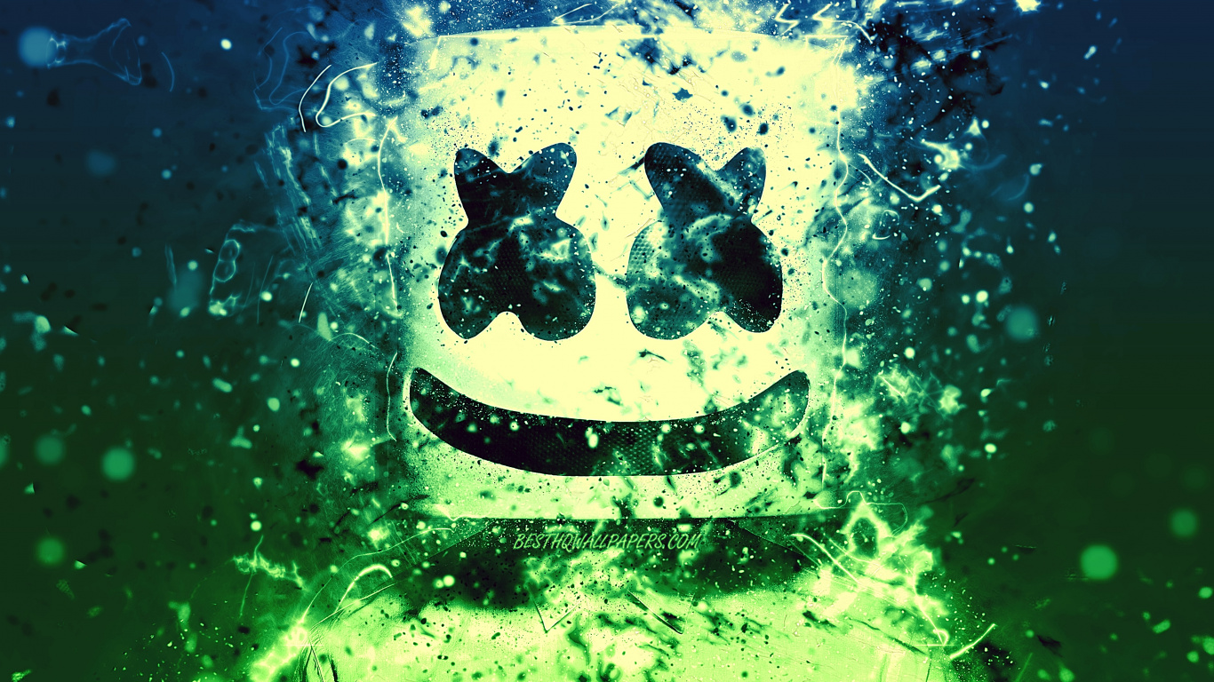 Обои зеленый, вода, графический дизайн, падение, графика в разрешении 1366x768