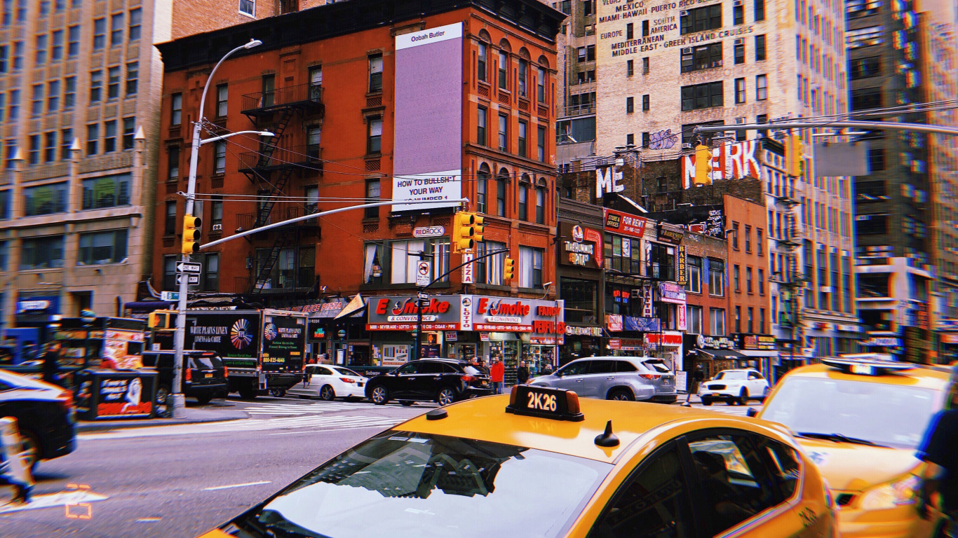 Обои Нью-Йорк, США, Манхеттен, Король, колесо в разрешении 1366x768