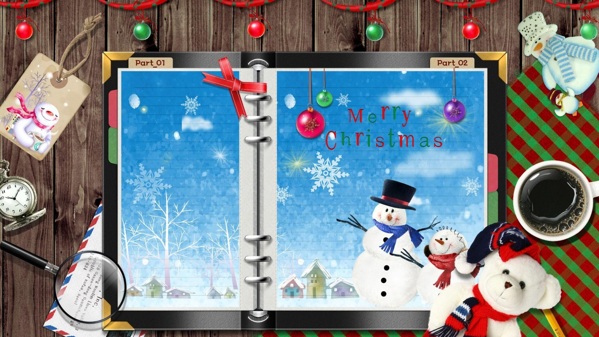 Обои Рождество, Рождественские украшения, космос, Рождественская открытка, желание в разрешении 1920x1080