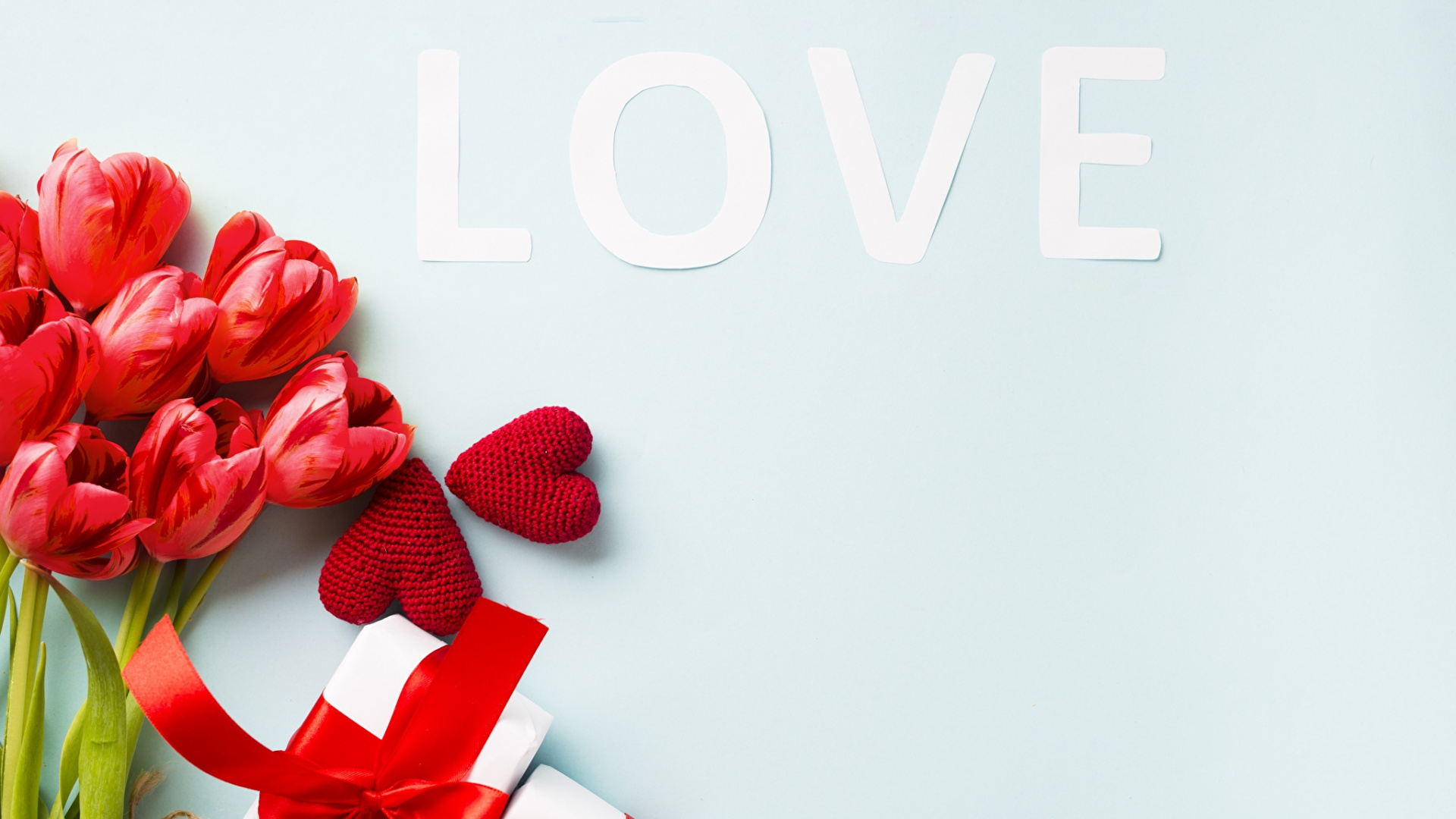 Обои День Святого Валентина, сердце, лепесток, любовь, цветок в разрешении 1920x1080