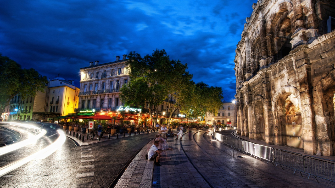 Обои Колизей, ориентир, городок, город, ночь в разрешении 1280x720