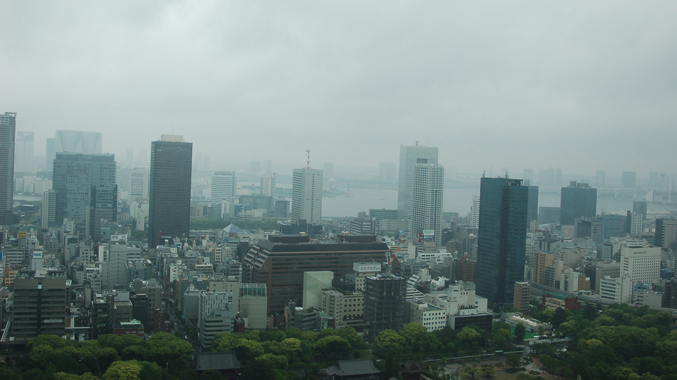 Обои Токио, небоскреб, городской пейзаж, городской район, метрополия в разрешении 1366x768