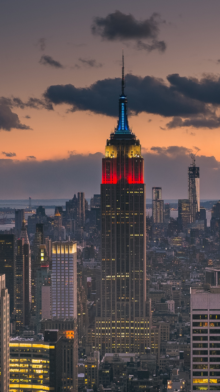 Обои Нью-Йорк, Эмпайр Стейт Билдинг, город, городской пейзаж, городской район в разрешении 750x1334