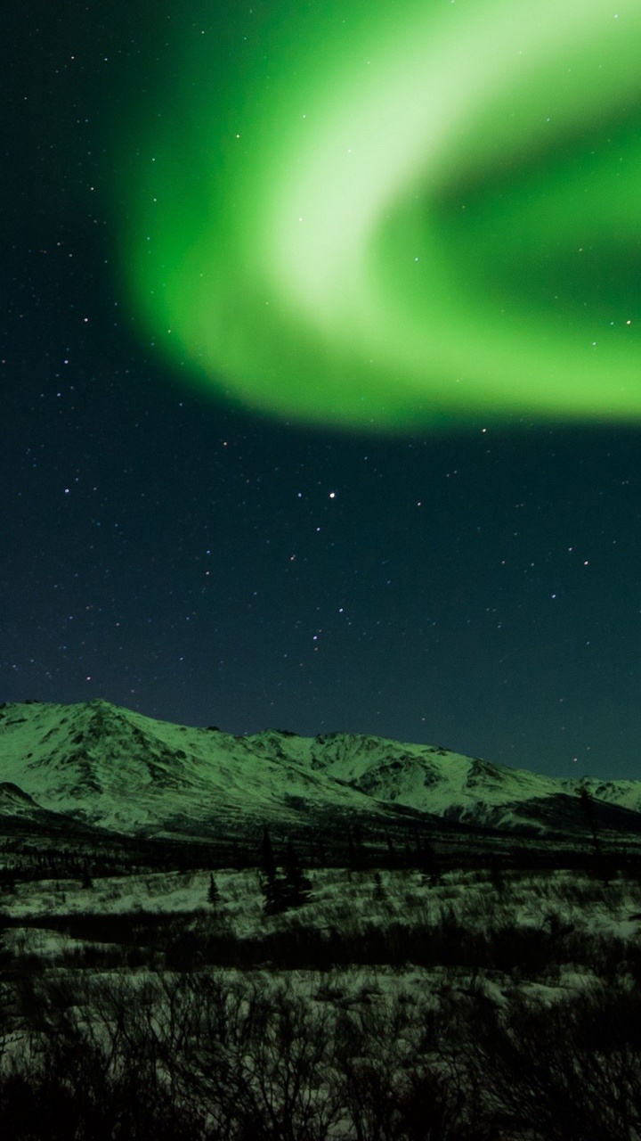 Обои полночь, ночное небо, свет, природа, Аврора в разрешении 720x1280