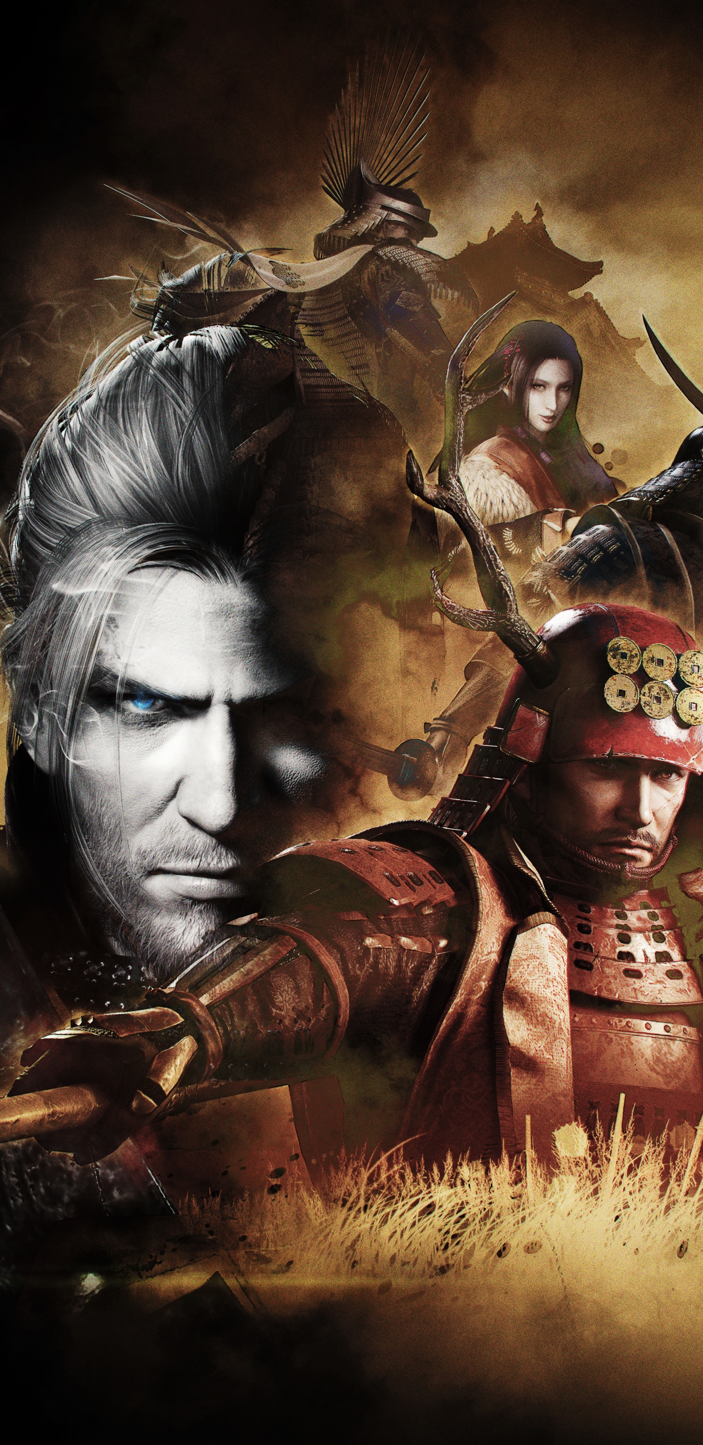 Обои nioh полное издание, команда ninja, koei и tecmo игры, темнота, иллюстрация в разрешении 1440x2960