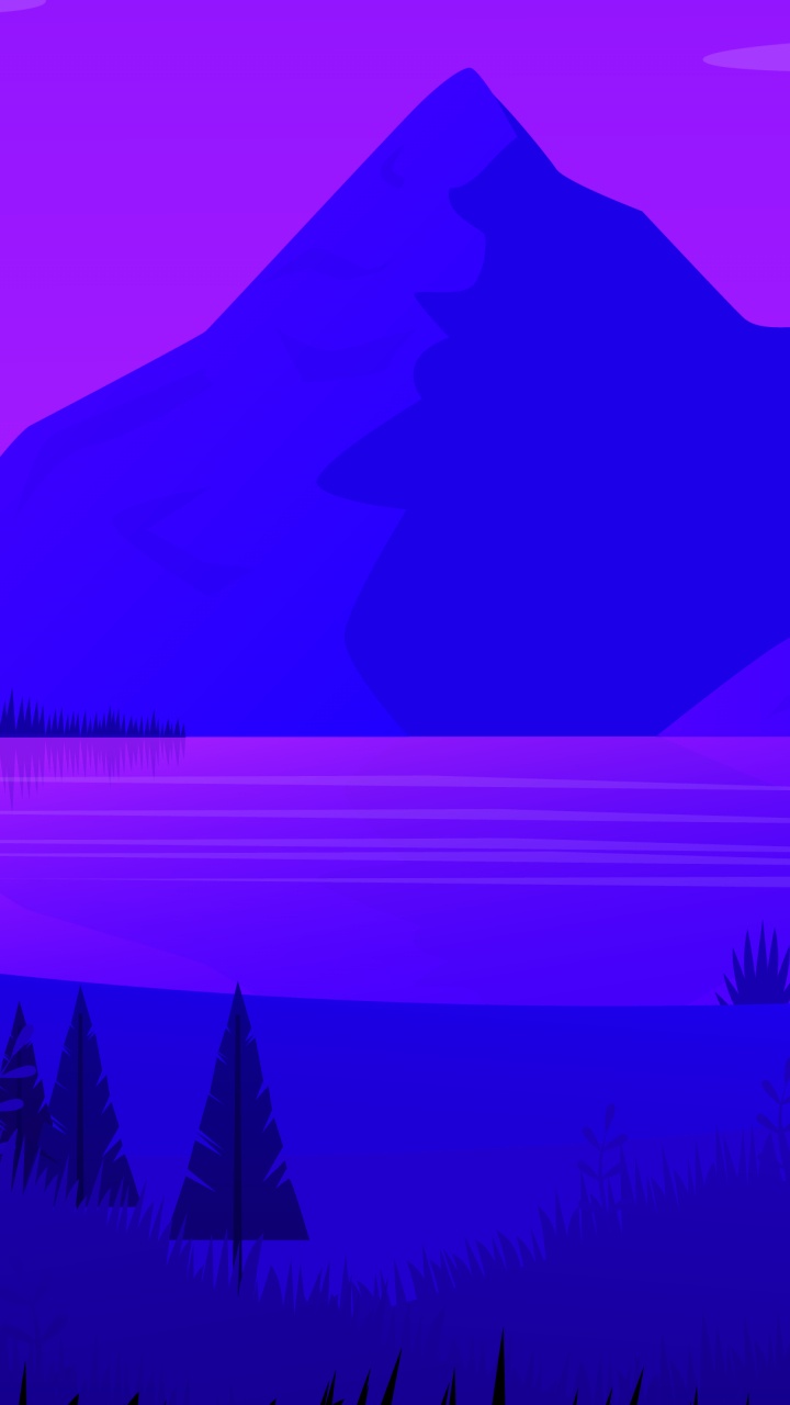 Обои амолед пейзаж, иллюстрация, планшет, смартфон, растение в разрешении 720x1280