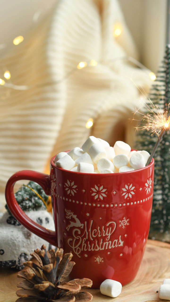 Обои Рождество, елка, кофе, Аффогато, праздник в разрешении 720x1280