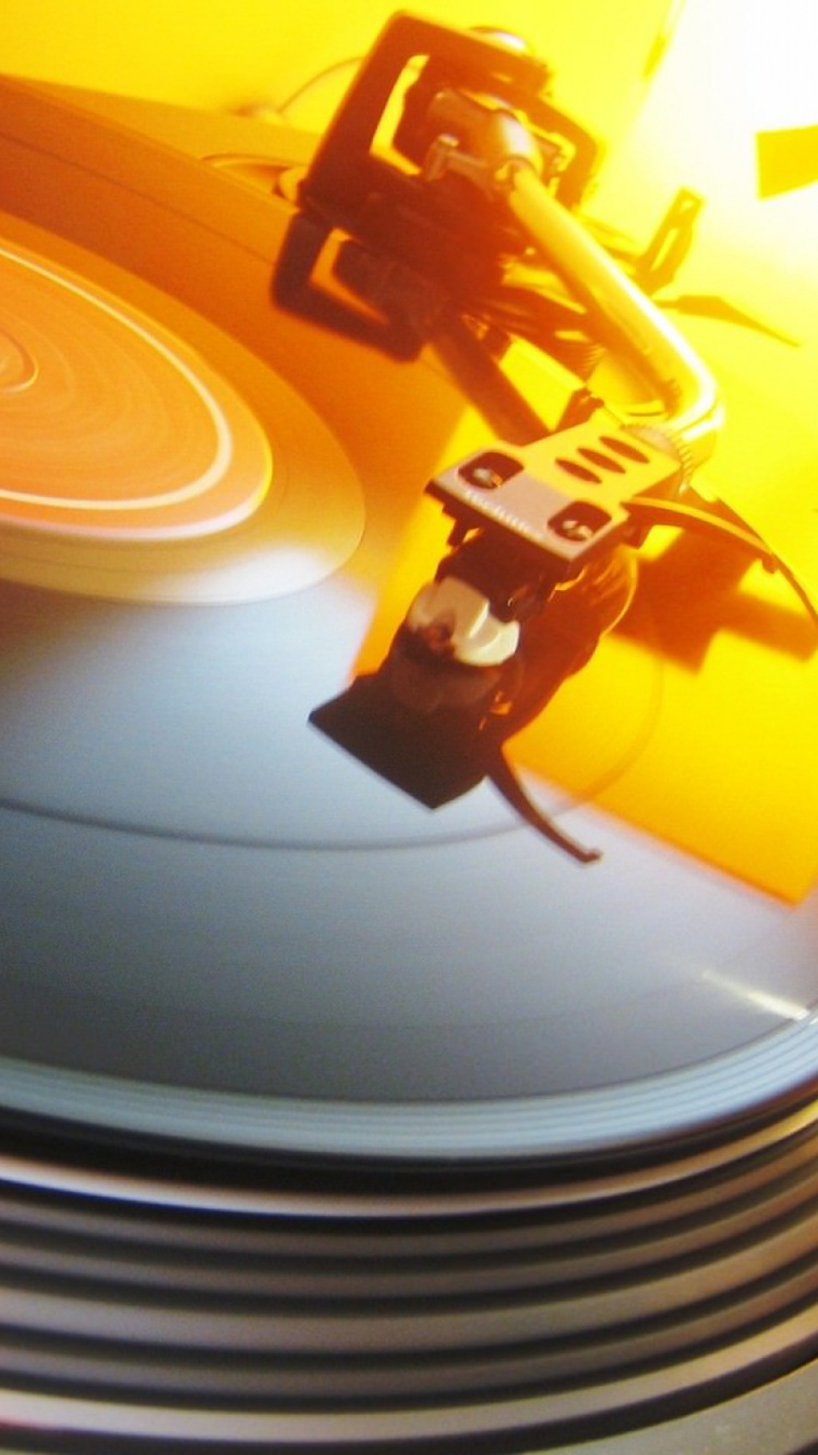 Обои граммофонная пластинка, фонограф, грампластинка, Апельсин, диджей микс в разрешении 750x1334
