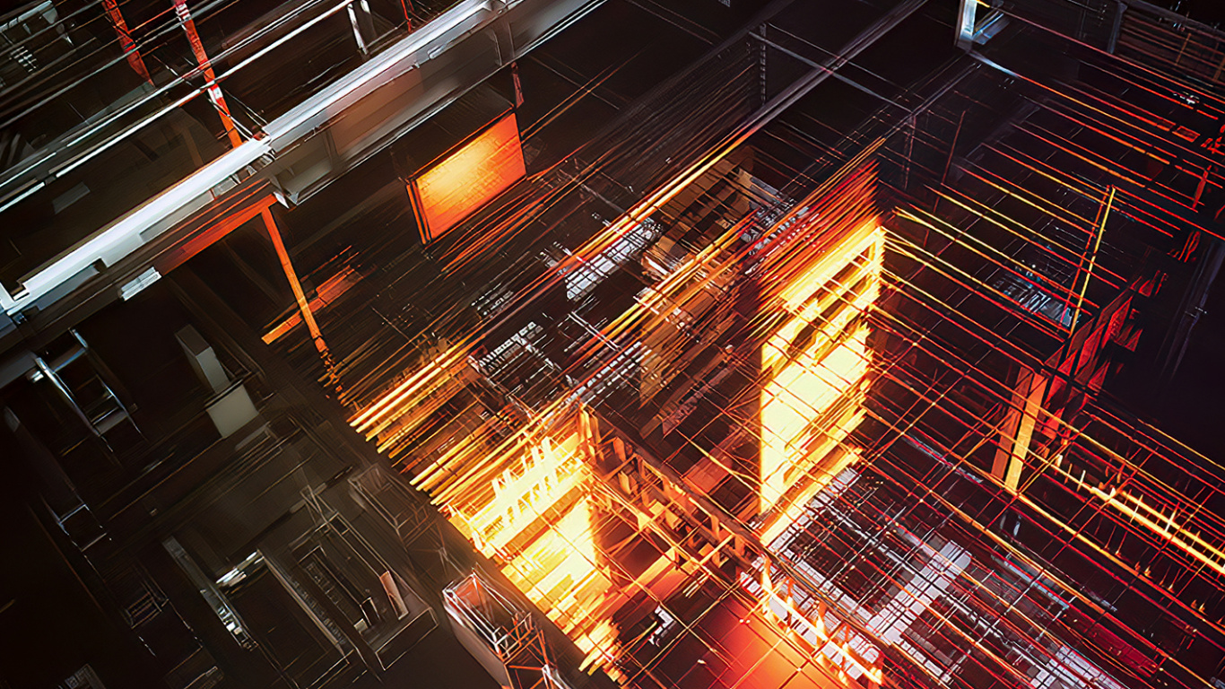 Обои отражение, прямоугольник, газ, город, тепло в разрешении 1366x768