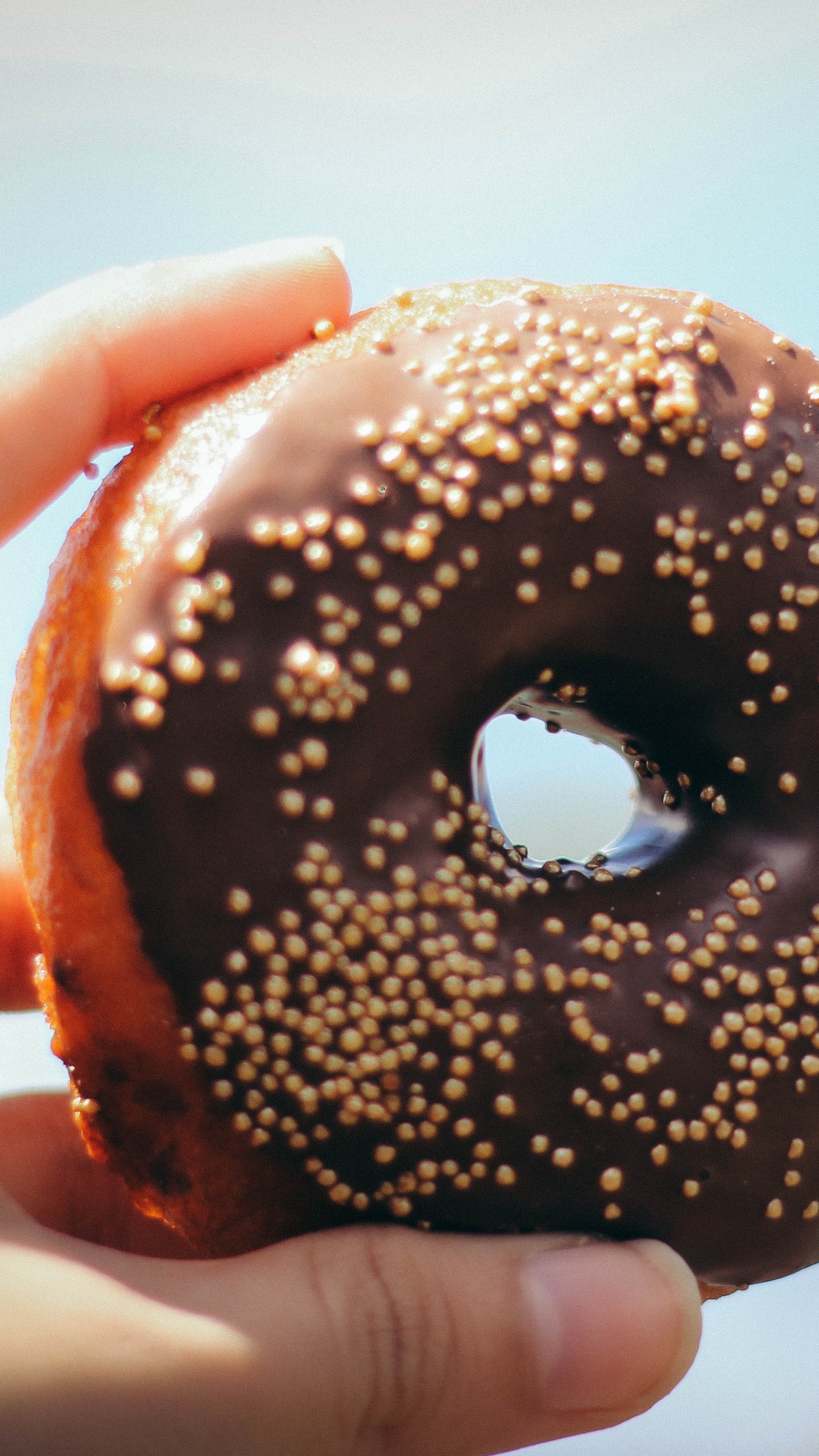 Обои пончик, глазурь, шоколад, пища, Сидр пончик в разрешении 1440x2560