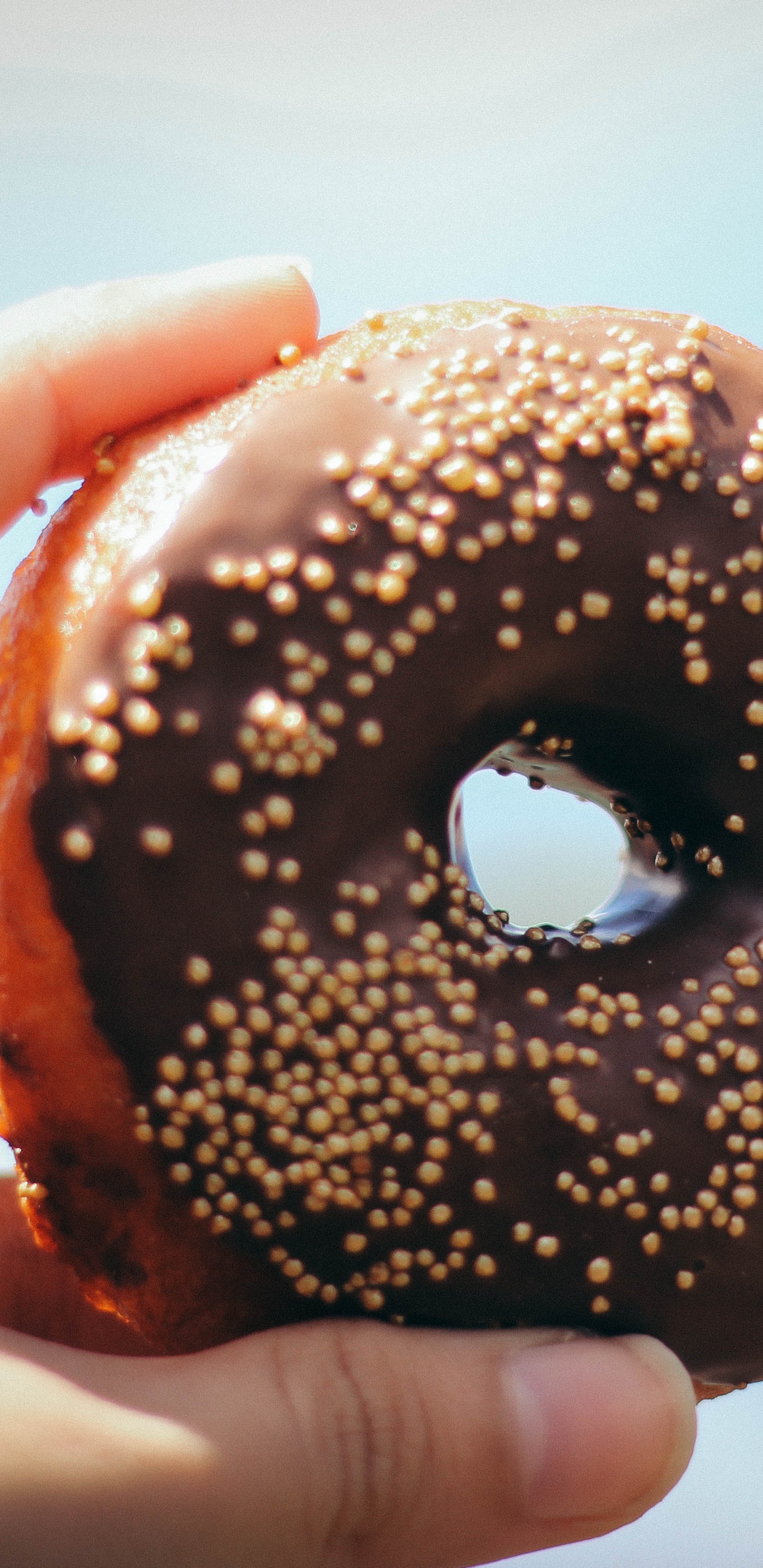 Обои пончик, глазурь, шоколад, пища, Сидр пончик в разрешении 1440x2960