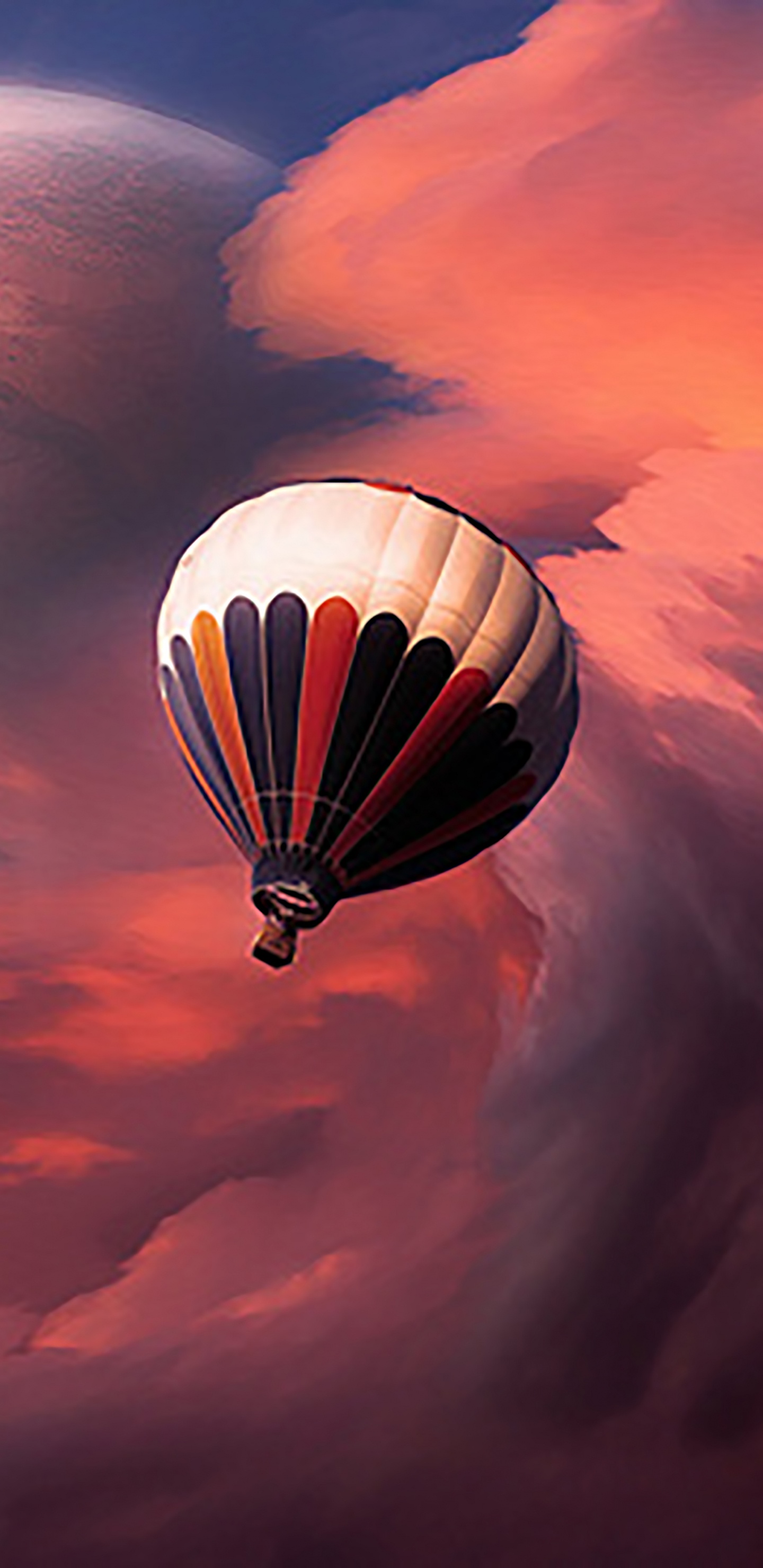 Обои воздушный шар, полеты на воздушном шаре, облако, Апельсин, атмосфера в разрешении 1440x2960