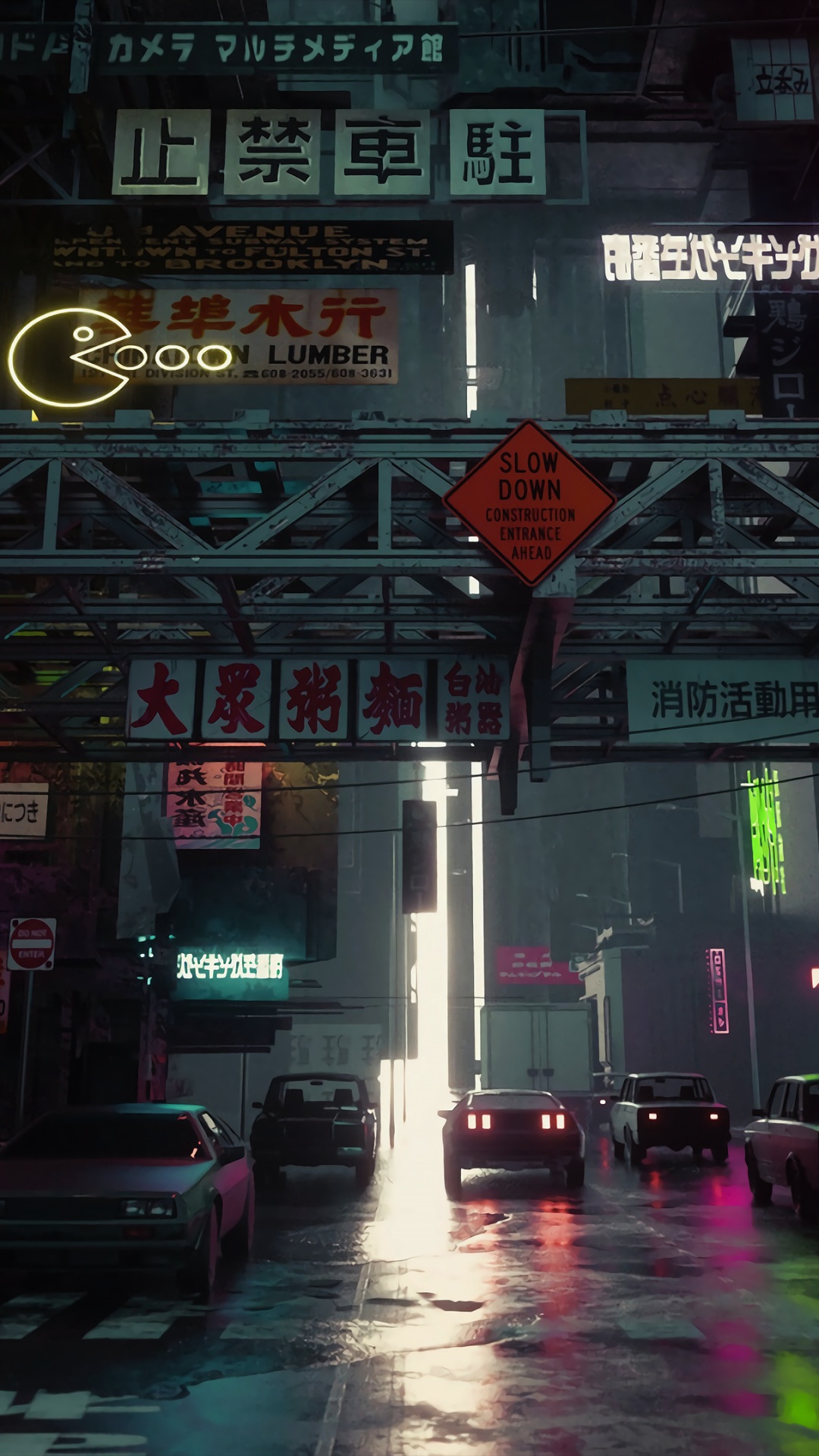 Обои андроид, автомобильное освещение, легковые автомобили, свет, инфраструктура в разрешении 1080x1920