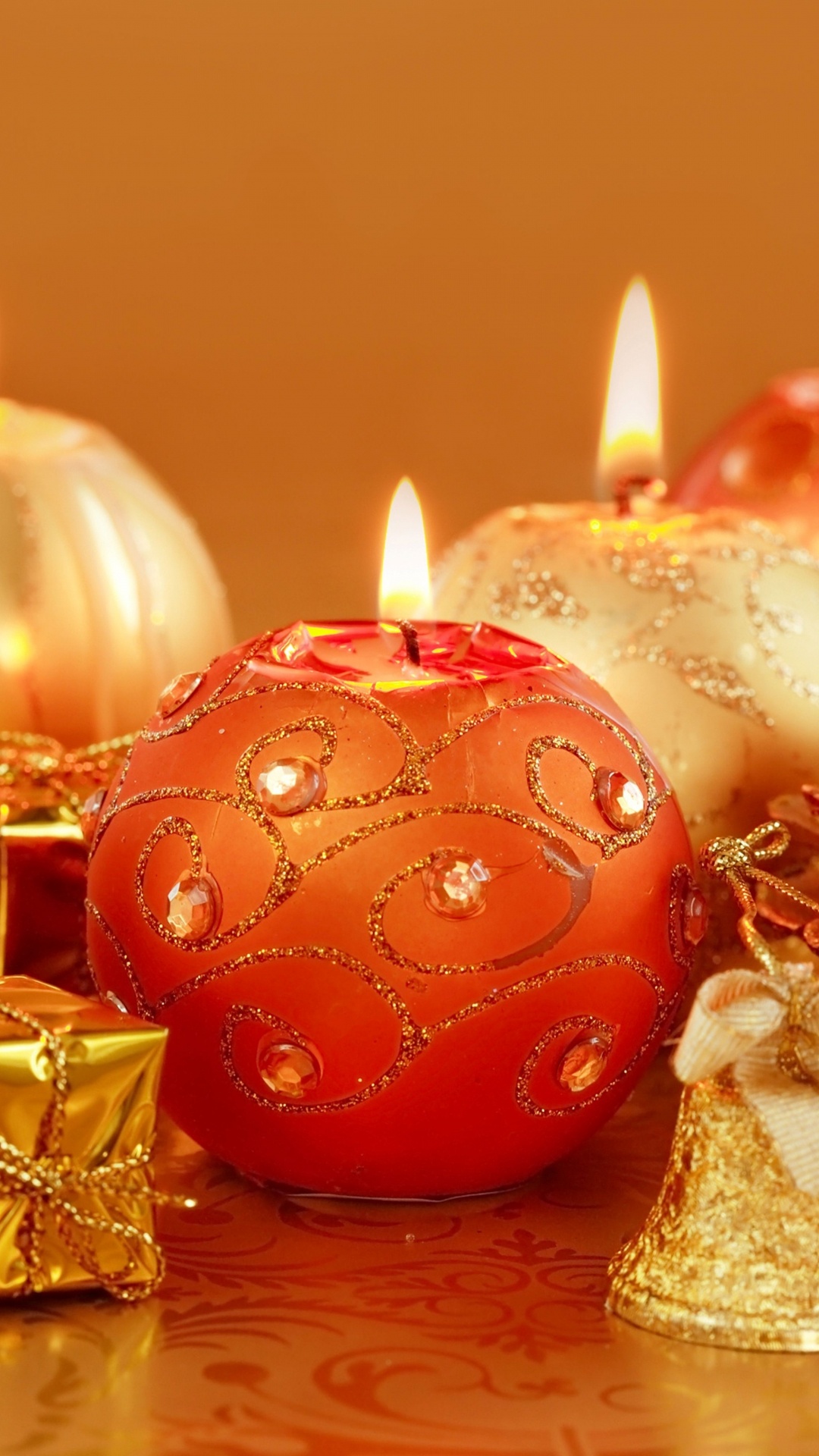 Обои Рождественский день, Новый год, свеча, натюрморт, освещение в разрешении 1080x1920
