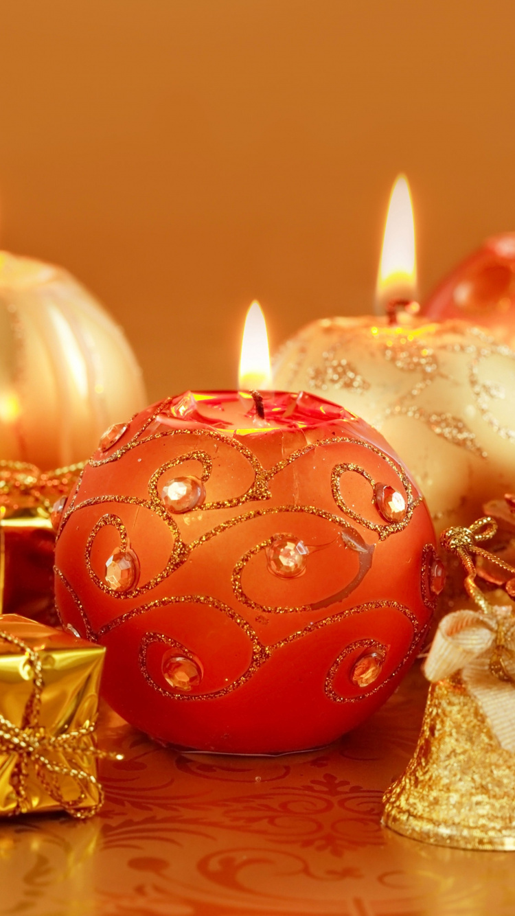 Обои Рождественский день, Новый год, свеча, натюрморт, освещение в разрешении 750x1334