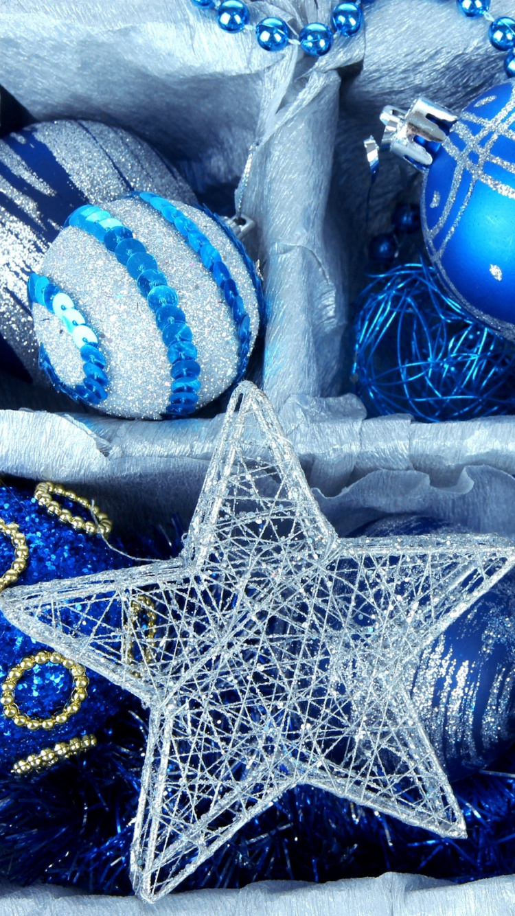 Обои Рождественский день, праздник, рождественский орнамент, синий, Рождественские украшения в разрешении 750x1334