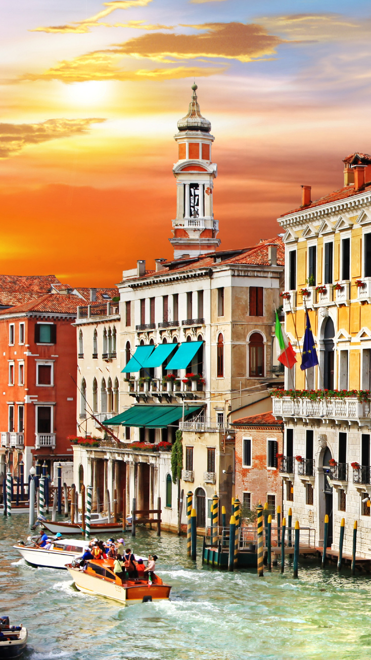 Обои Гранд-канал, водный путь, канал, город, городок в разрешении 750x1334