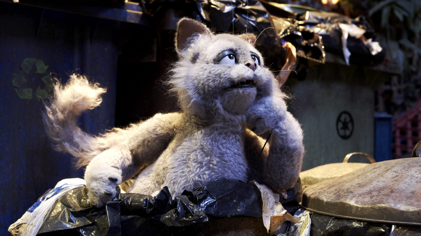 Обои шавок Марион, кот, мех, игрушка, анимация в разрешении 1366x768