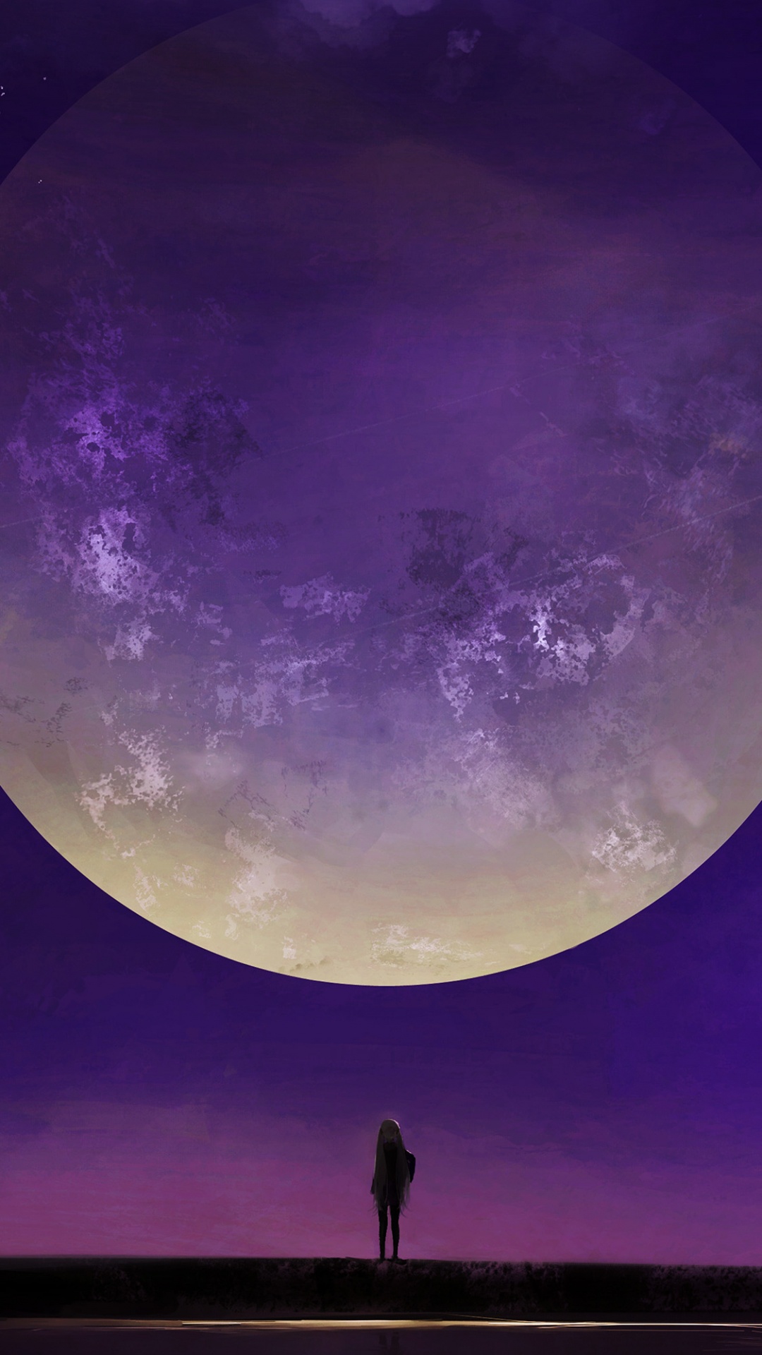 Обои иллюстрация, аниме, луна, атмосфера, мир в разрешении 1080x1920