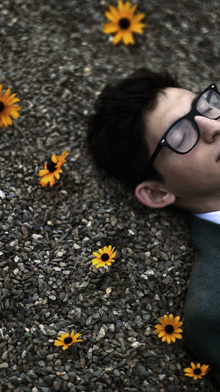 Обои технологии, очки, желтый, цветок, уход за зрением в разрешении 750x1334